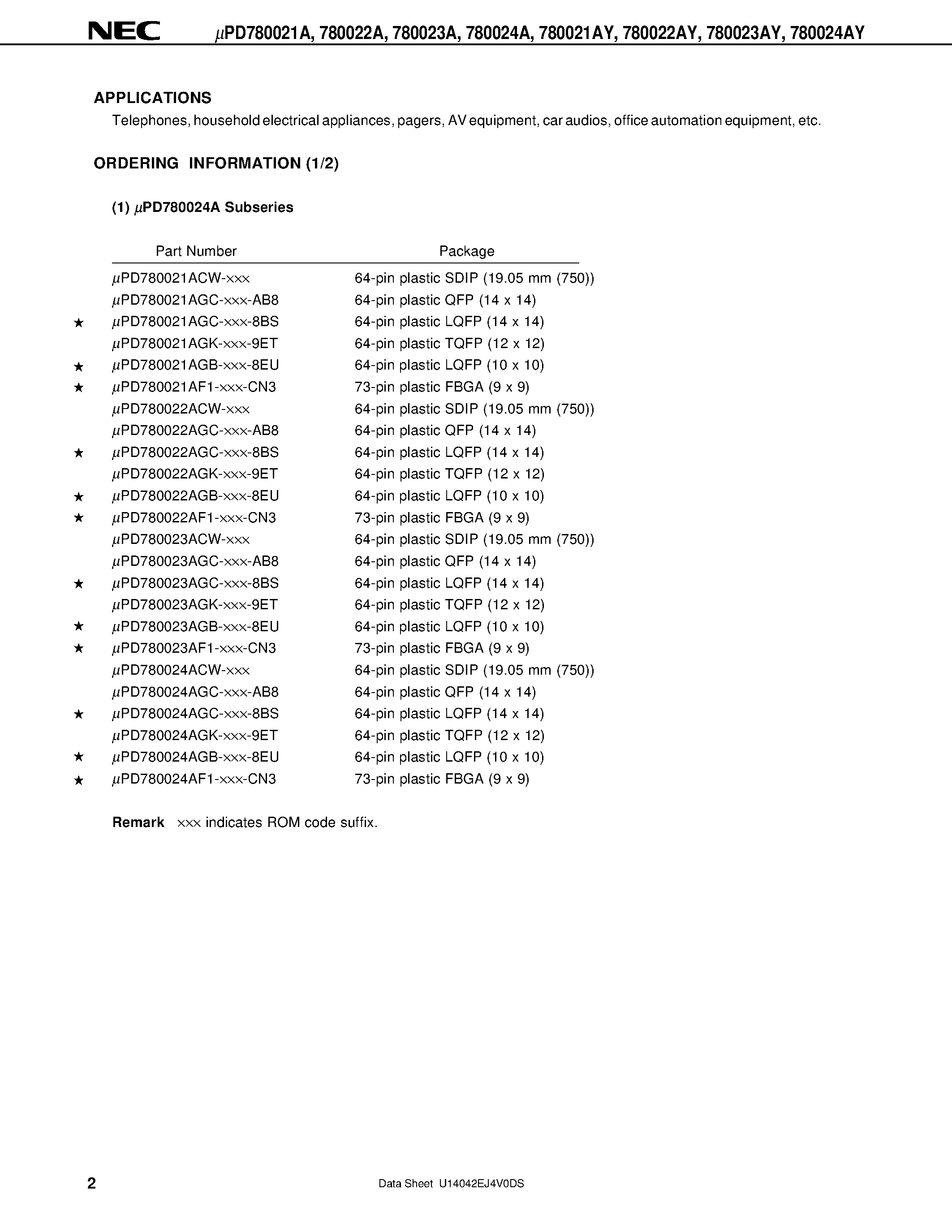 Даташит UPD780023A - 8 Bit Single-Chip Microcontrollers страница 2