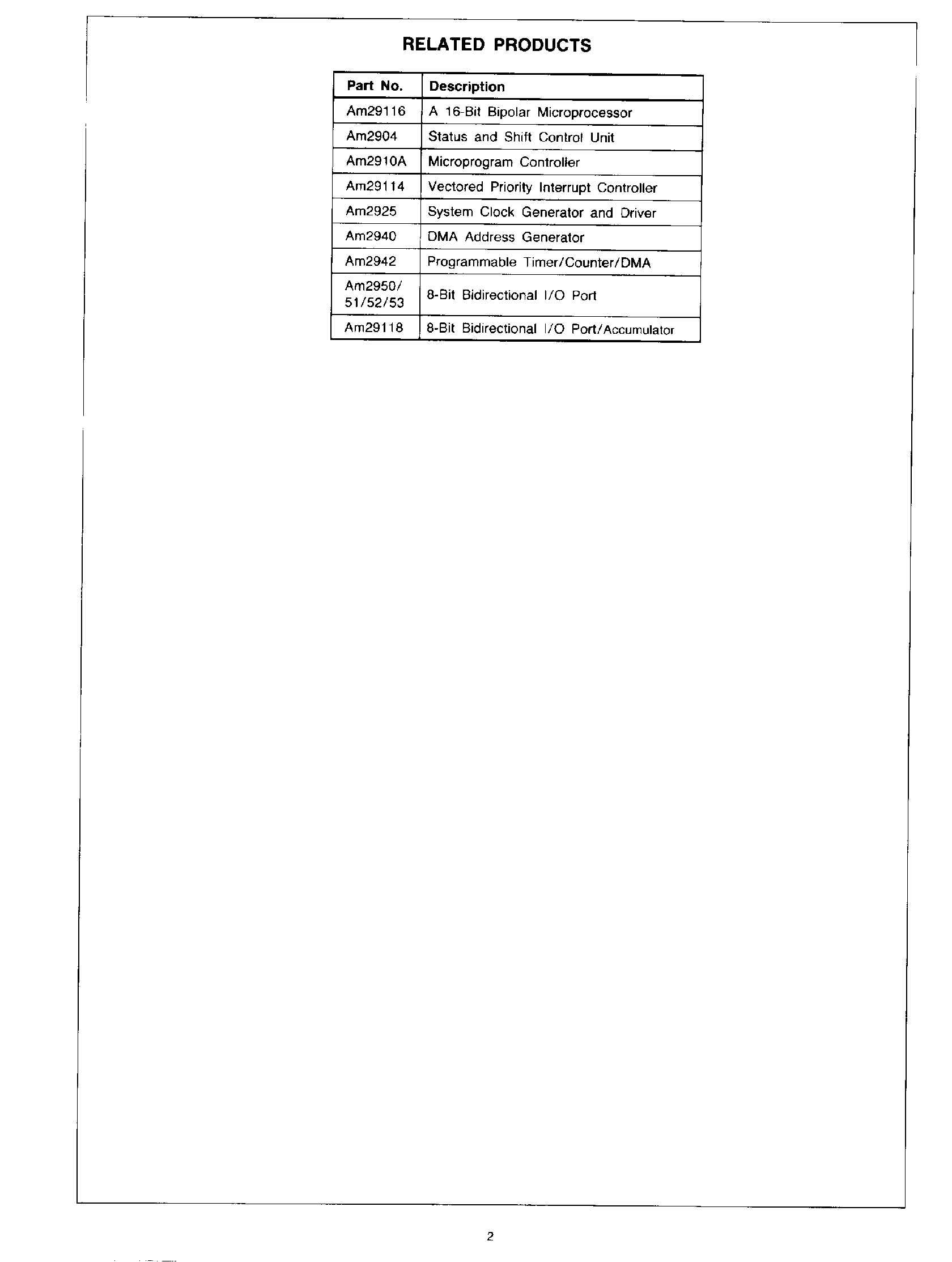 Datasheet AM29112 - High Performance 8 Bit Slice Microprogram Sequencer page 2