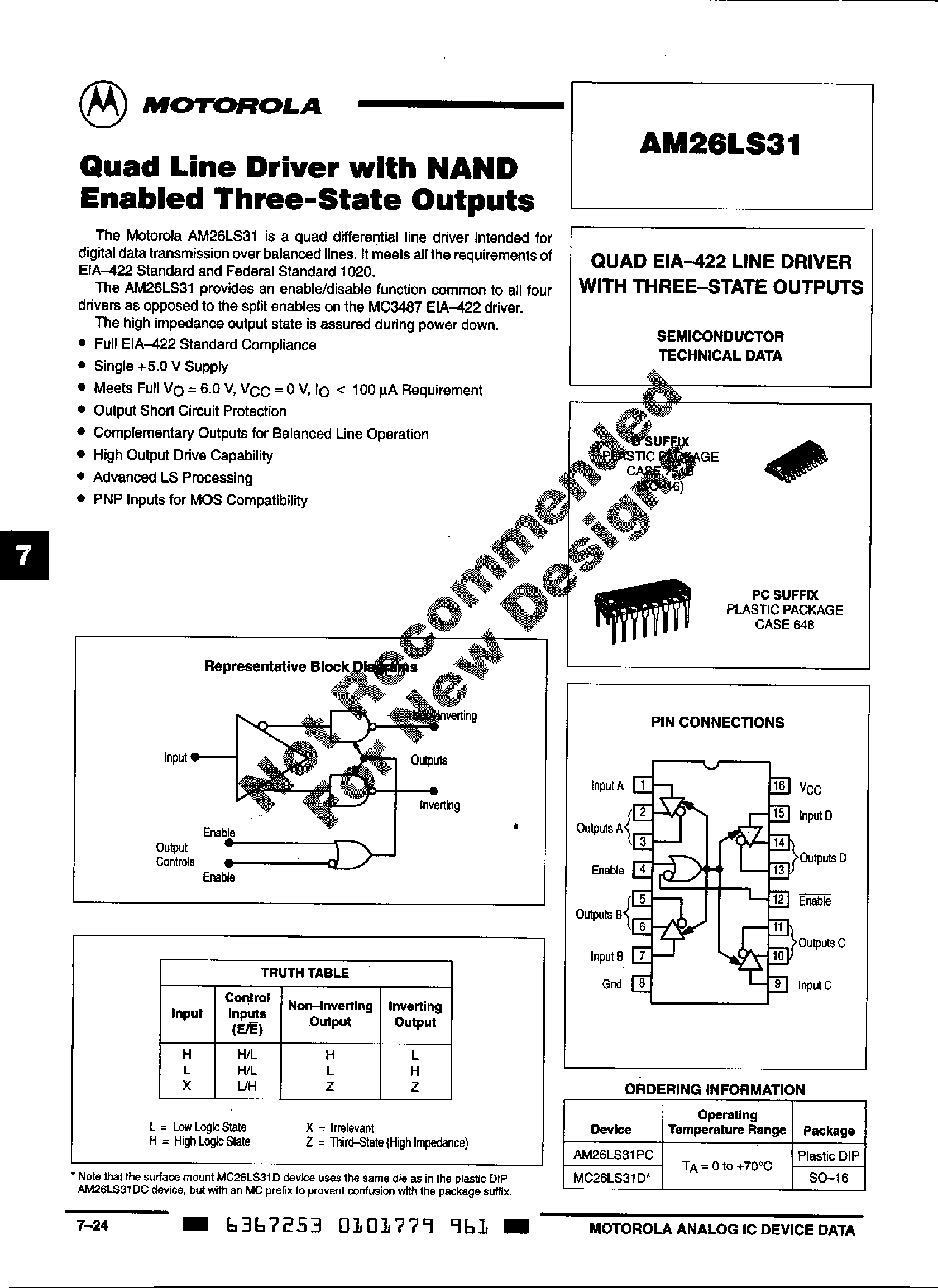 Datasheet MC26LS31 - Quad Line Driver page 1