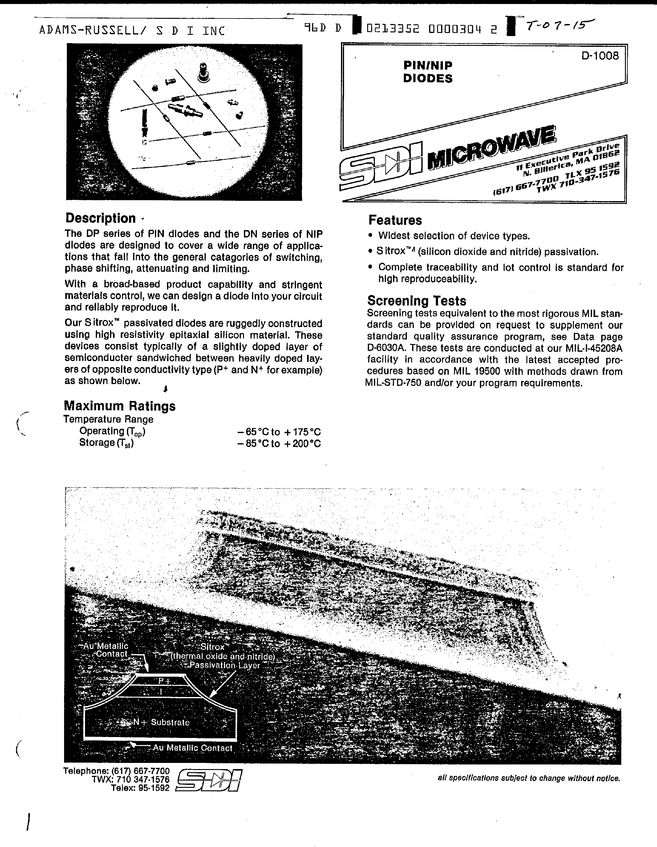 Даташит на микросхему DPxxxx страница 1 Даташит DPxxxx - PIN/NIP Diodes страница 1