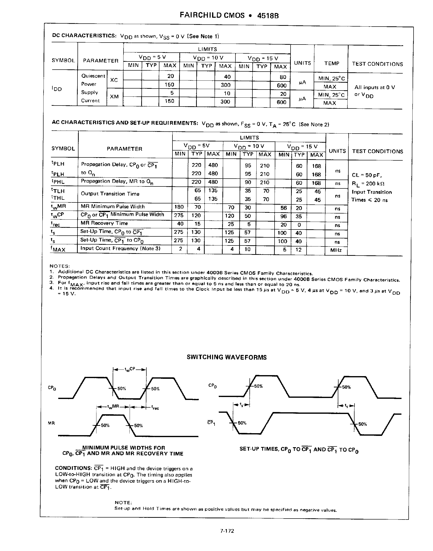 Datasheet 4518B page 2 Datasheet 4518B - Dual 4 Bit Decade Counter page 2