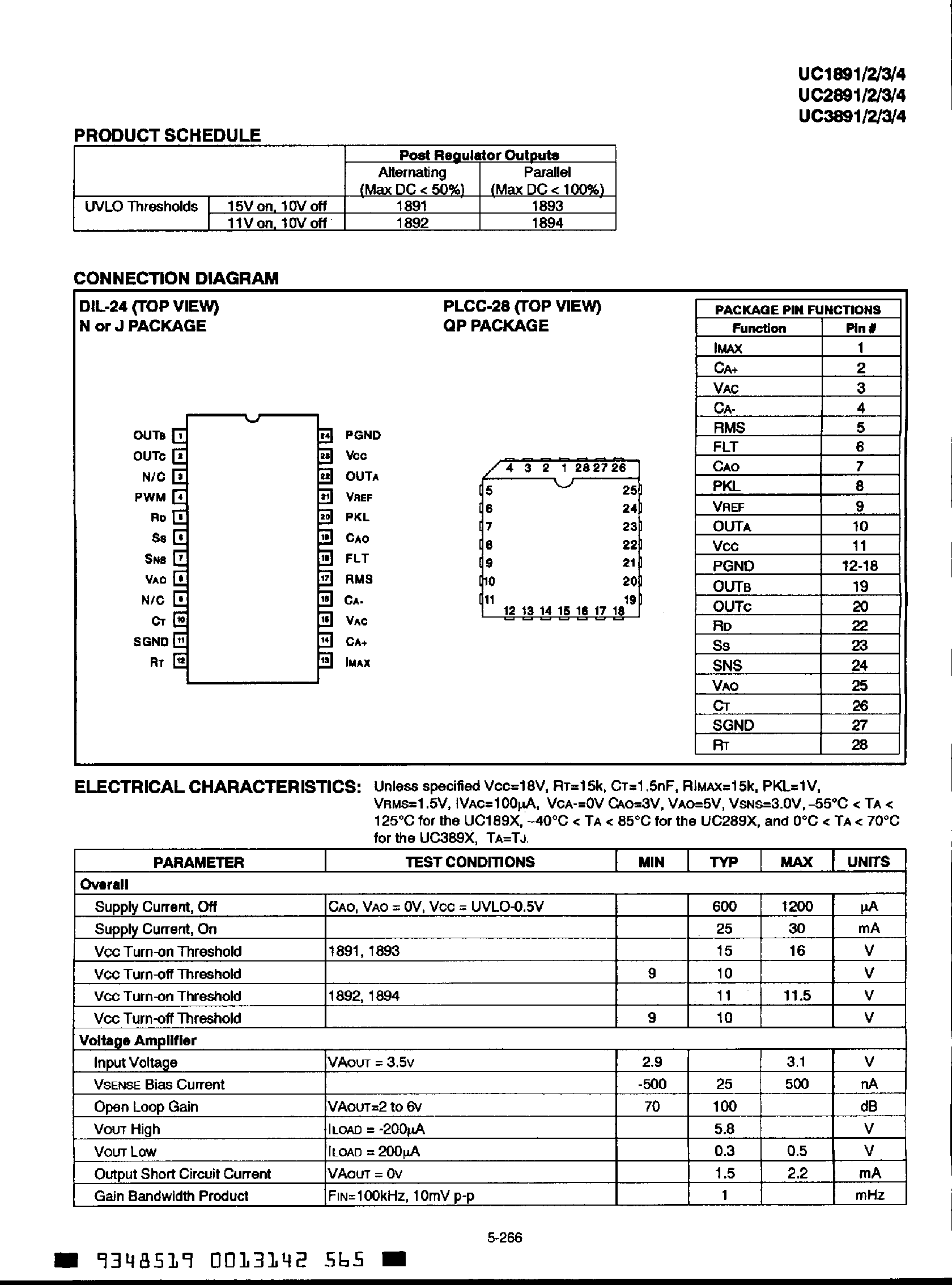 Datasheet UC3892 - (UC3891 / UC3893 / UC3894) Two Stage Power Factor Converter page 2