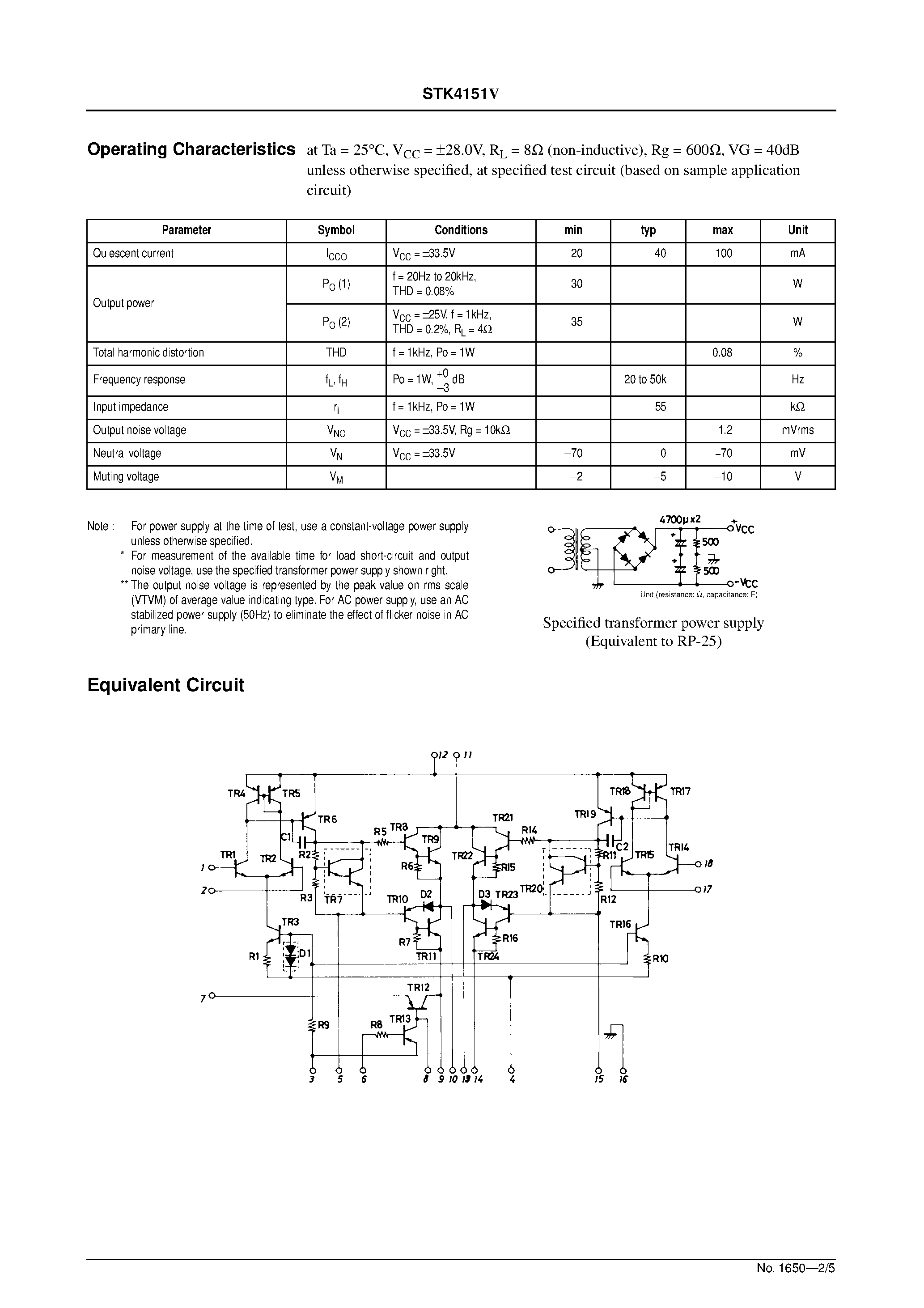 Datasheet STK4151V page 2 Datasheet STK4151V - AF Power Amplifier page 2