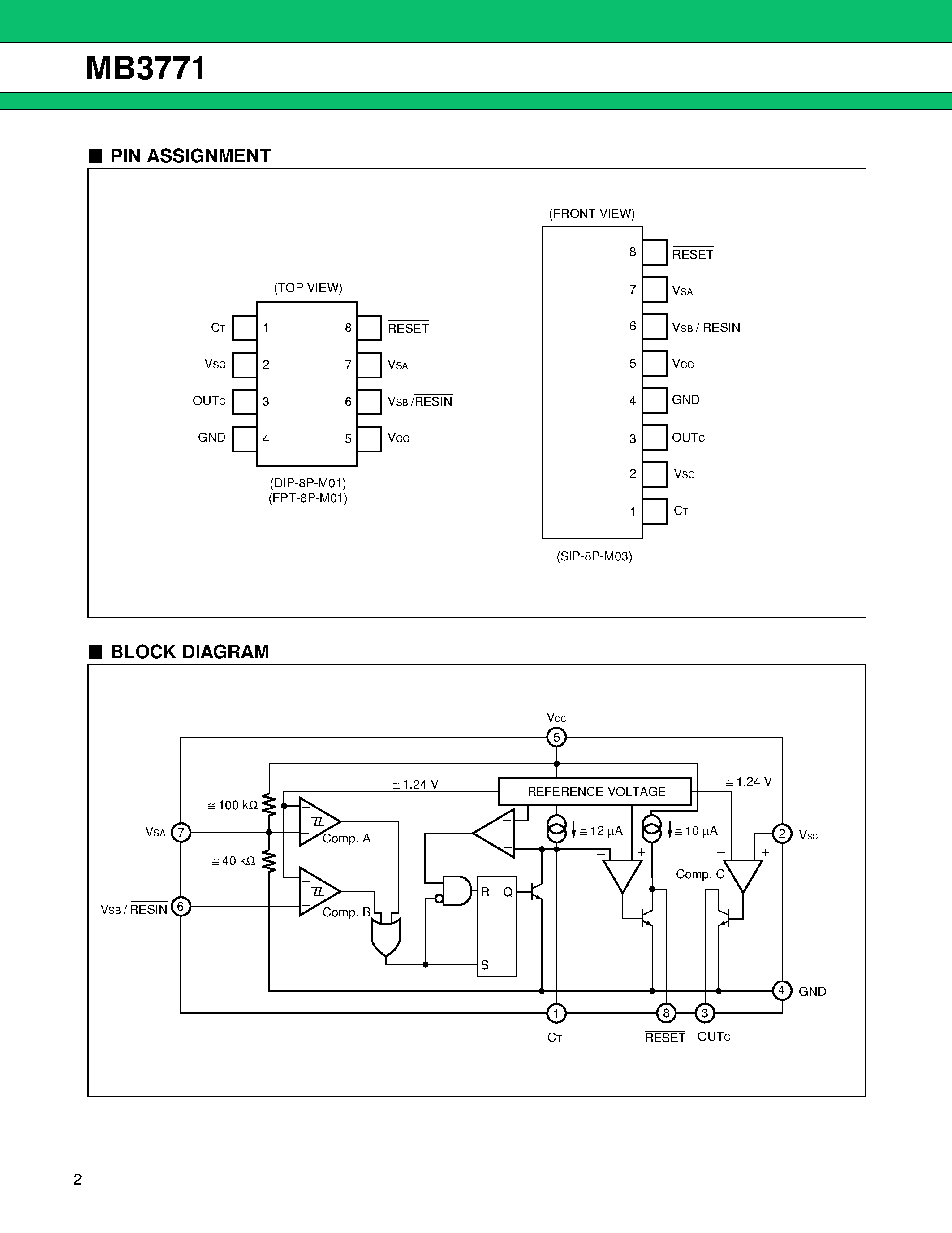 Даташит на микросхему MB3771 страница 2 Даташит MB3771 - Power Supply Monitor страница 2