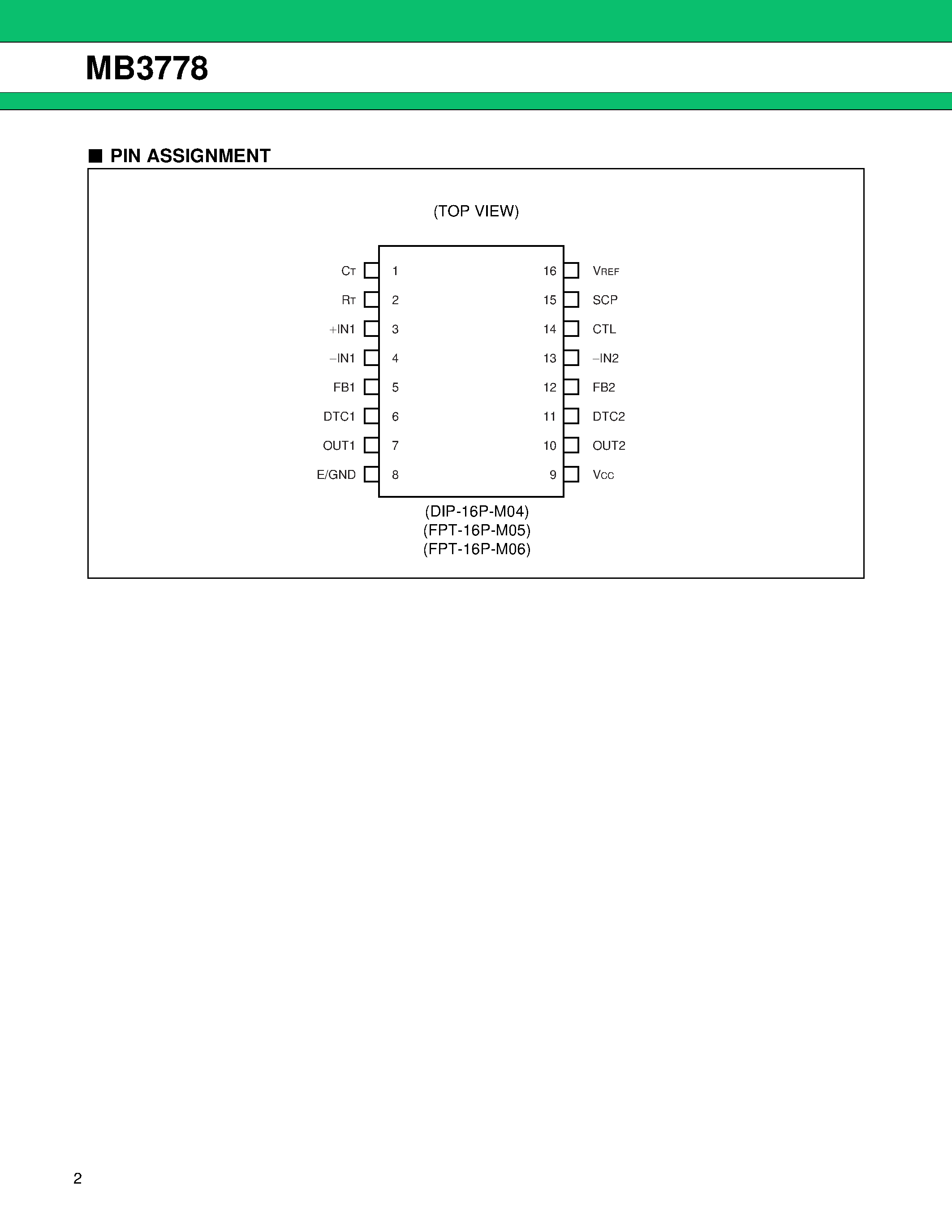 Datasheet MB3778 page 2 Datasheet MB3778 - Switching Regulator Controller page 2