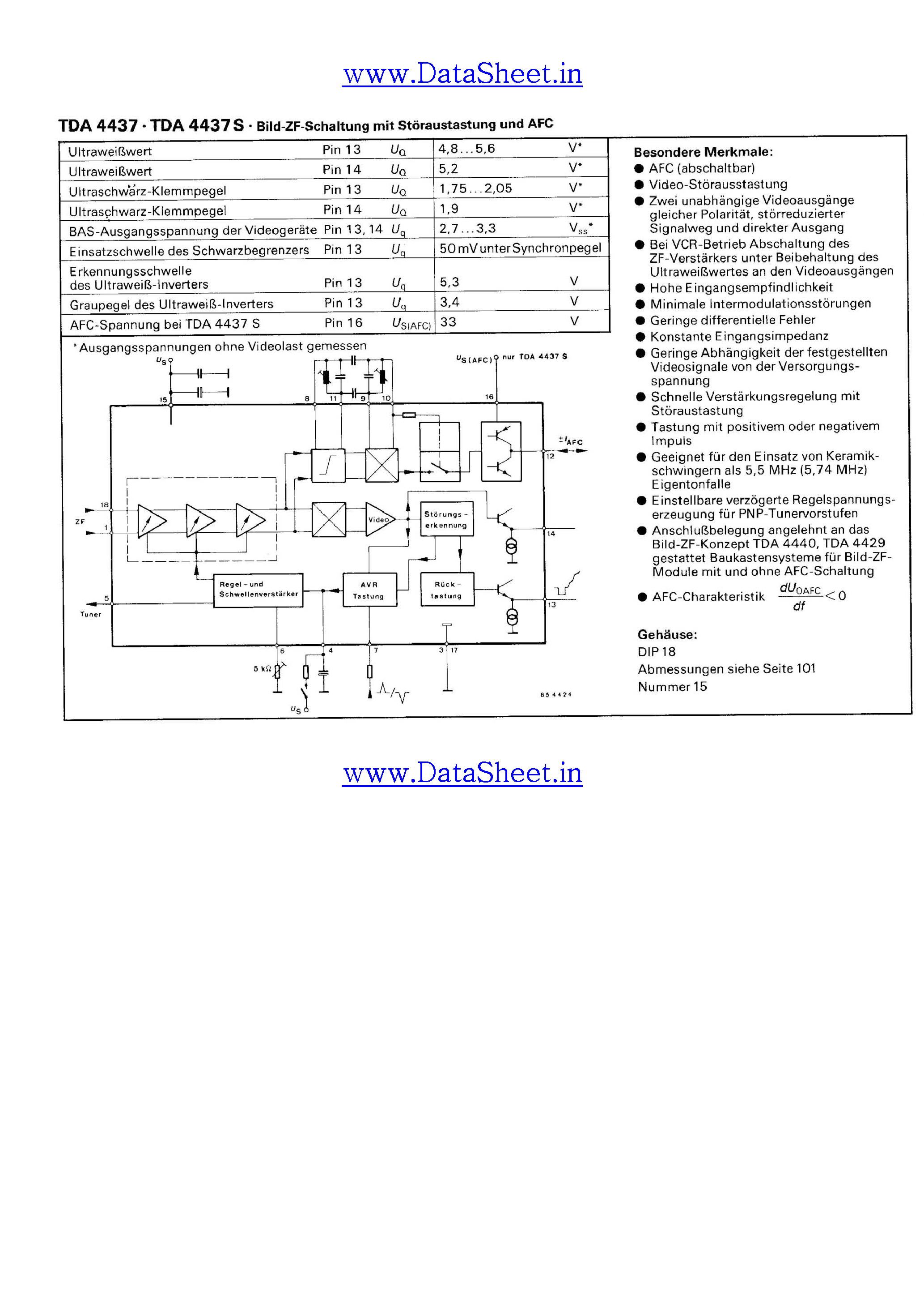 Datasheet TDA4437 - small signal tv ckt page 1