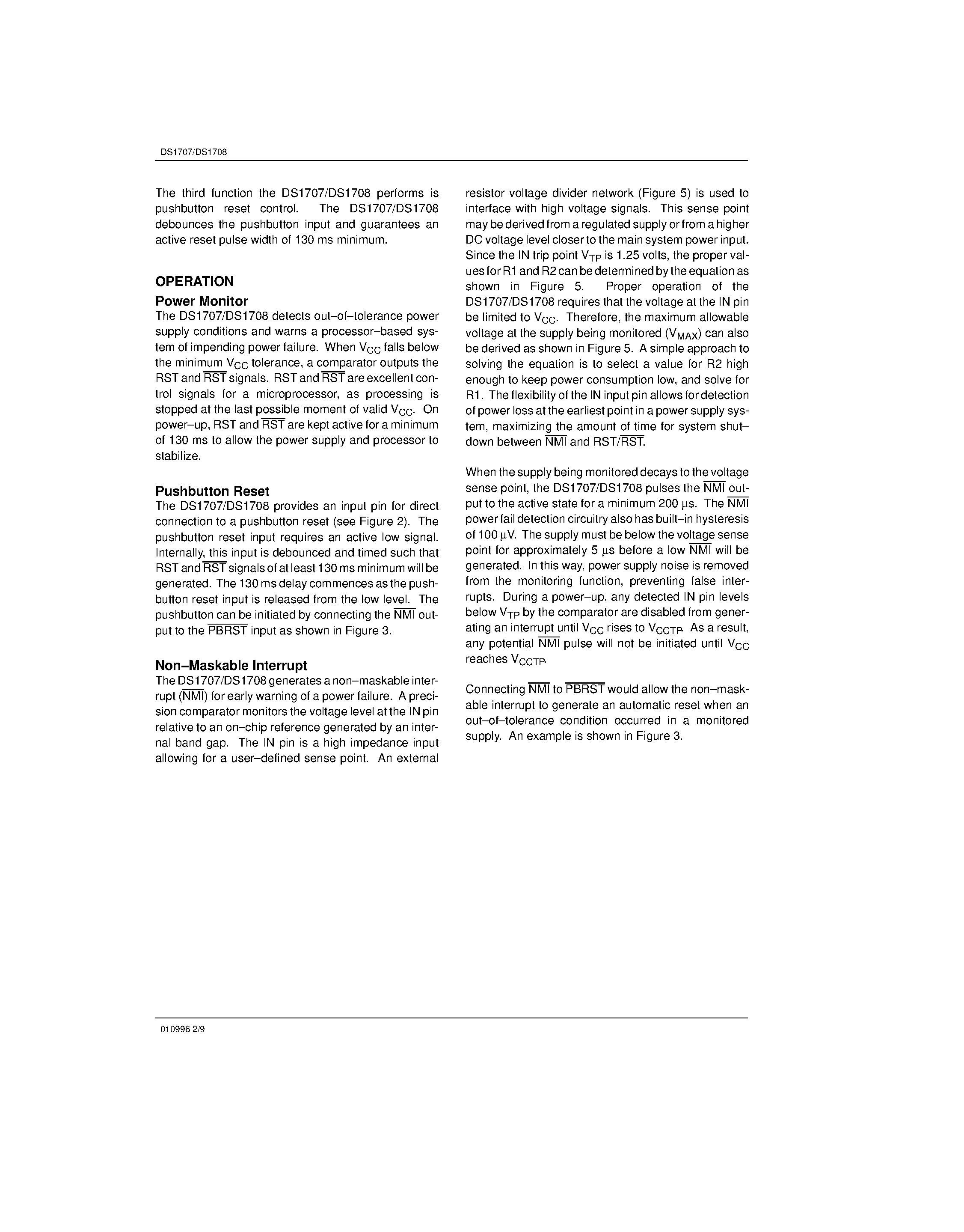 Datasheet DS1707 - 3.3 and 5.0 Volt MicroMonitor page 2