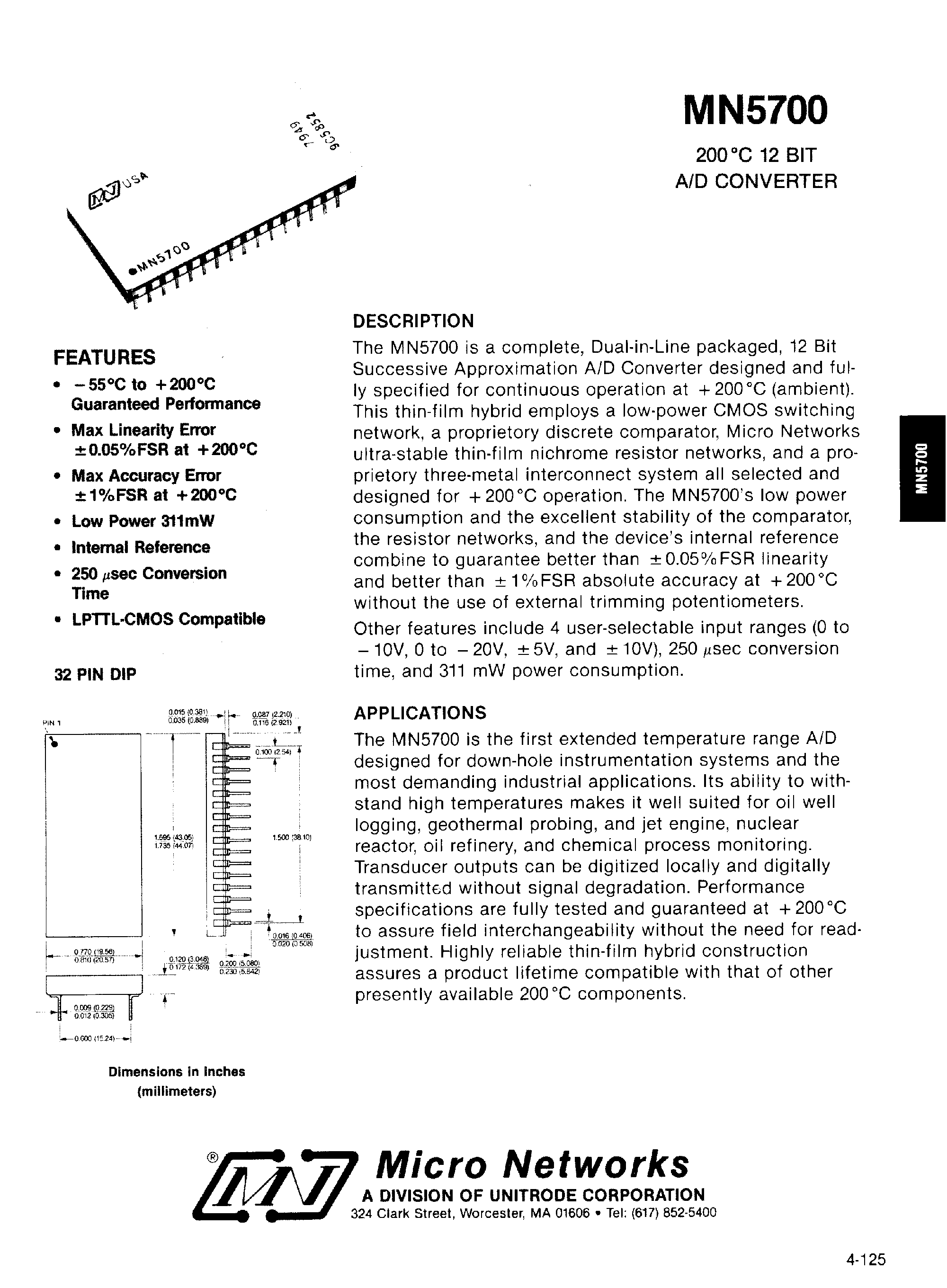 Даташит MN5700 - 12 Bit A/D Converter страница 1
