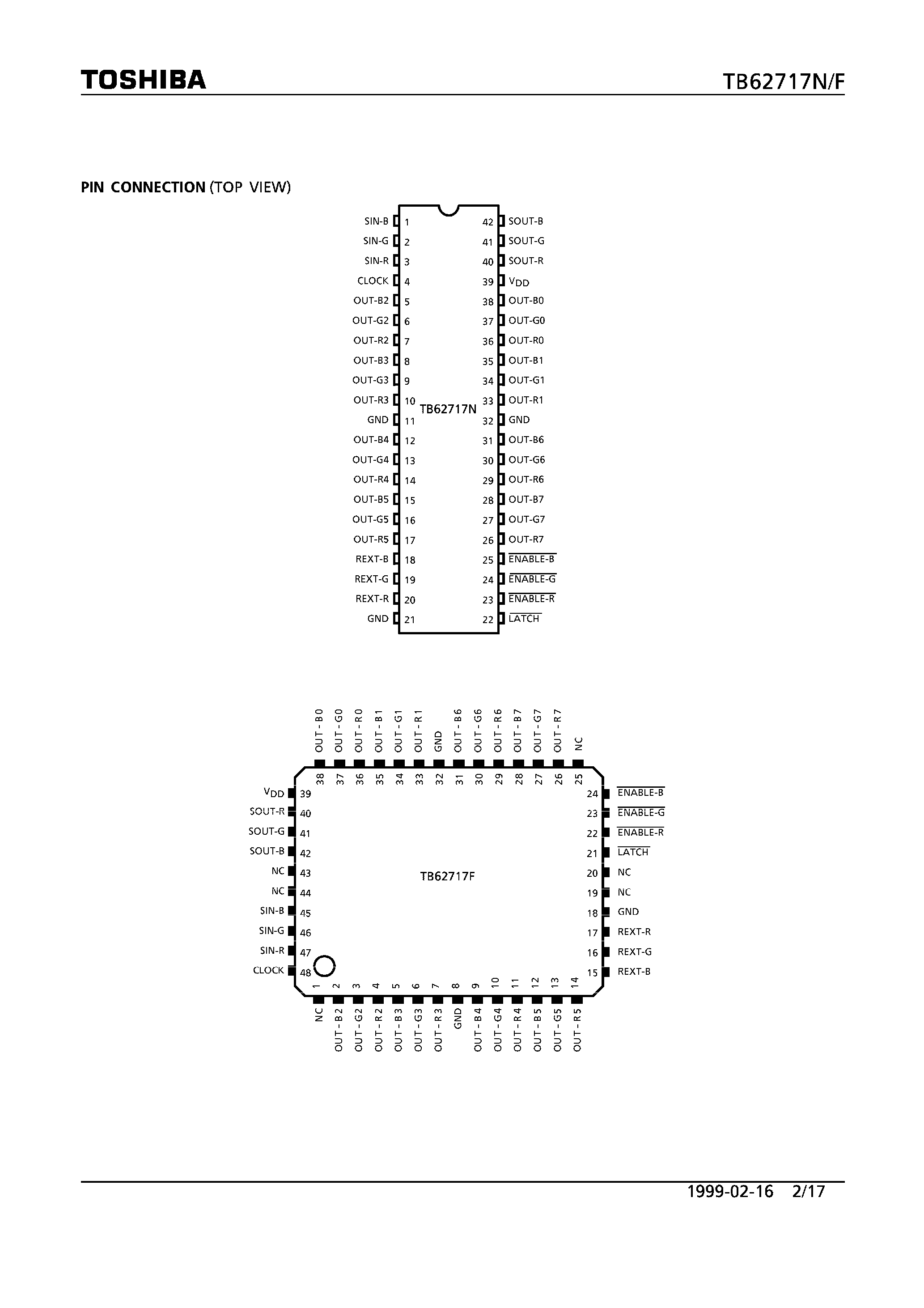 Даташит TB62717 - 24 BIT CONSTANT CURRENT DRIVERS (3 x 8 BIT SHIFT REGISTER & LATCH) страница 2