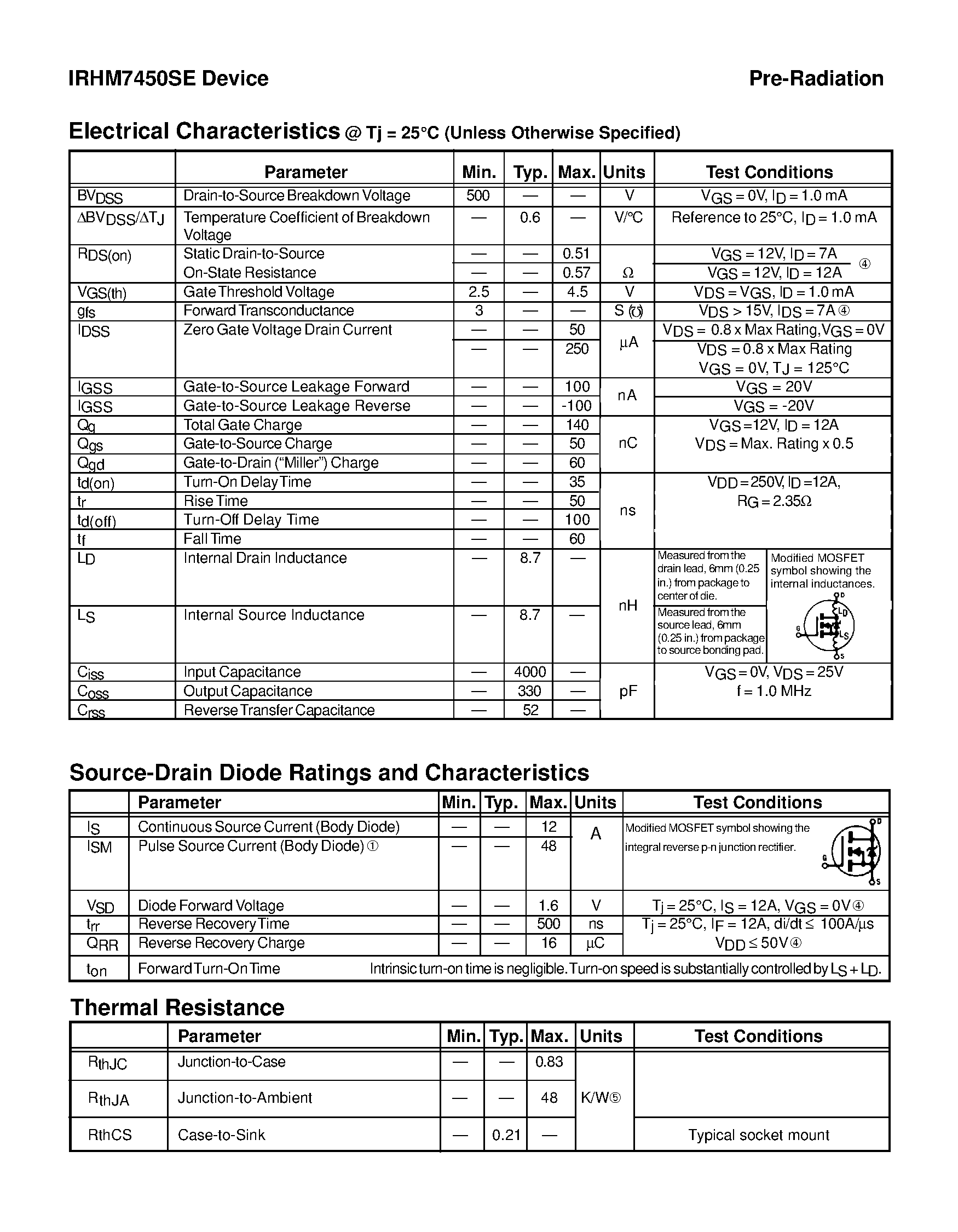 Datasheet IRHM7450SE - TRANSISTOR N-CHANNEL page 2