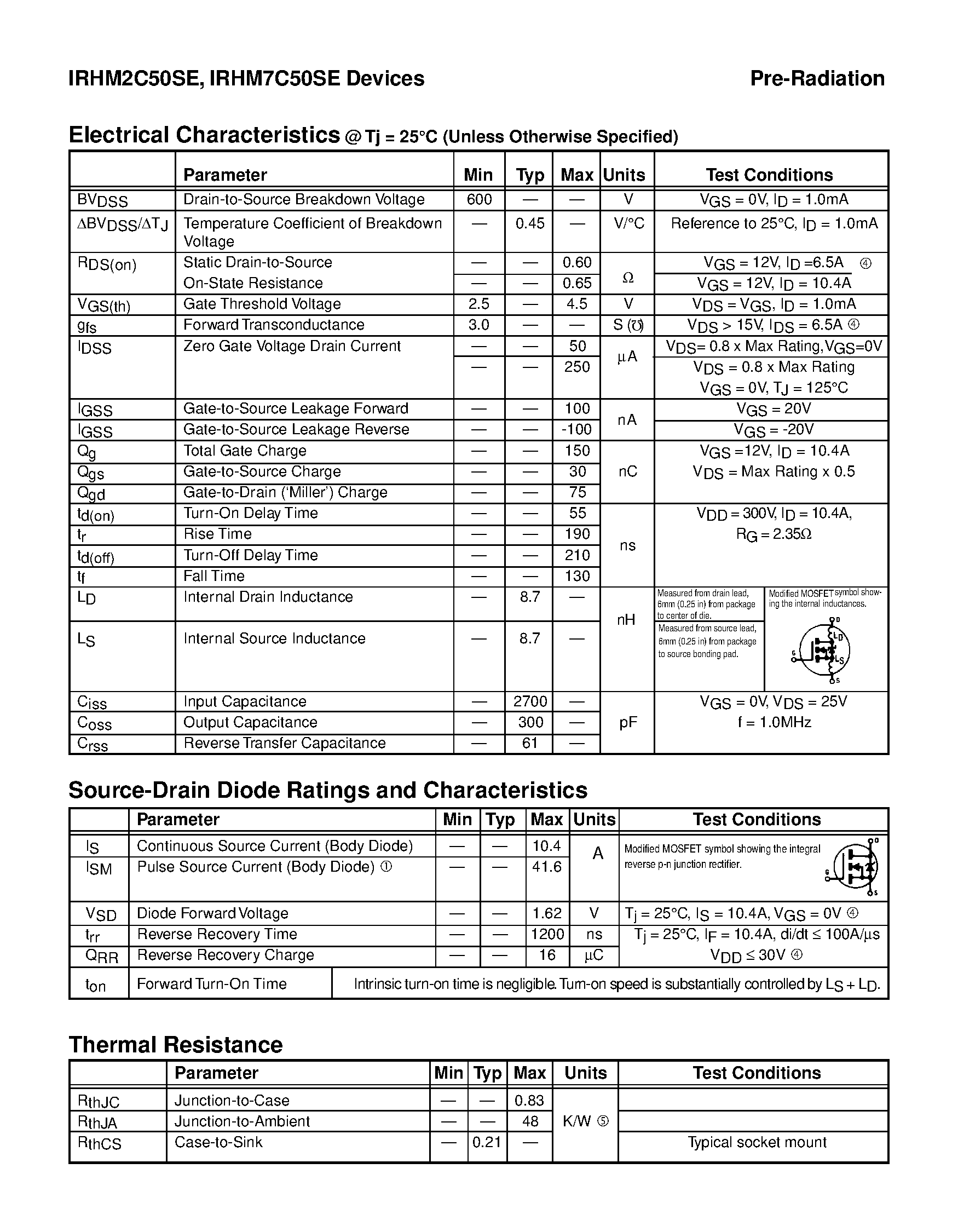 Datasheet IRHM2C50SE - TRANSISTOR N-CHANNEL page 2