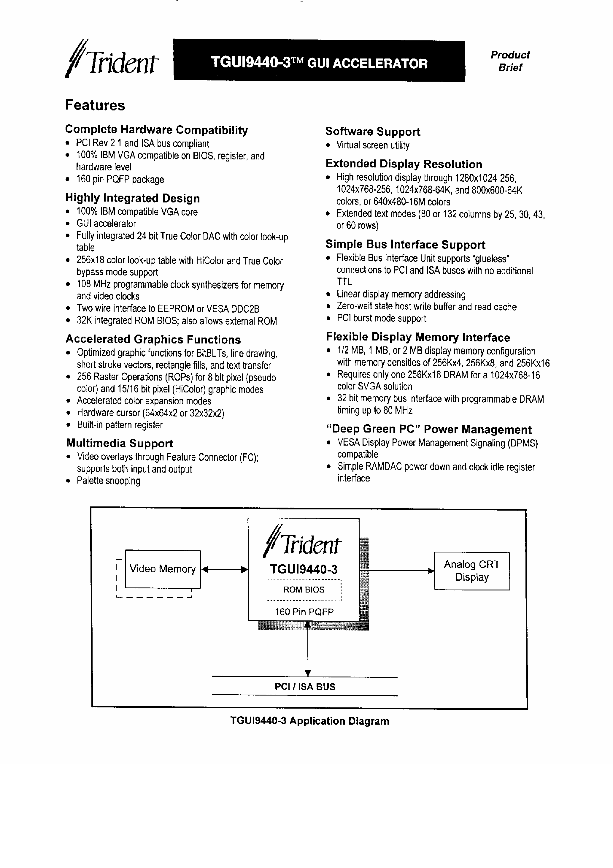 Datasheet TGUI9440-3 page 1 Datasheet TGUI9440-3 - GUI Accelerator page 1