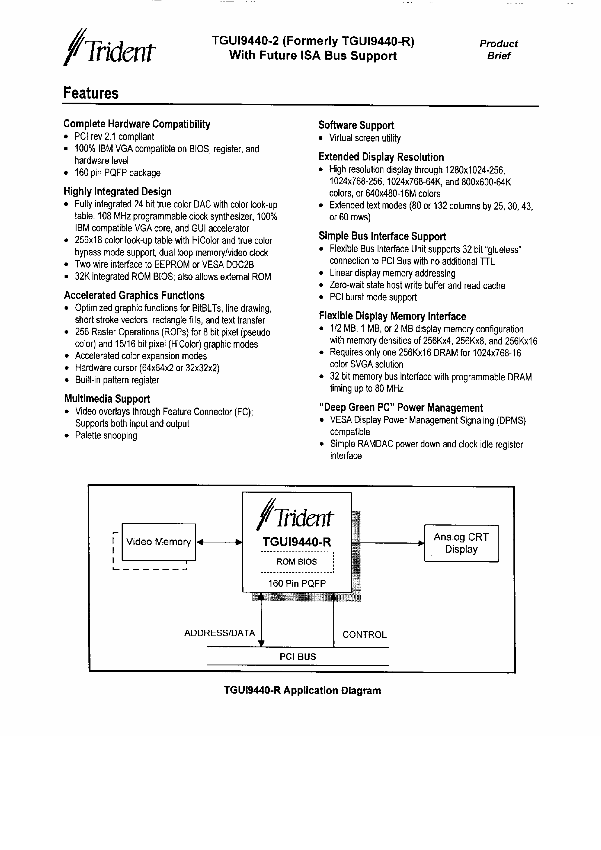 Datasheet TGUI9440-2 - GUI Accelerator page 1