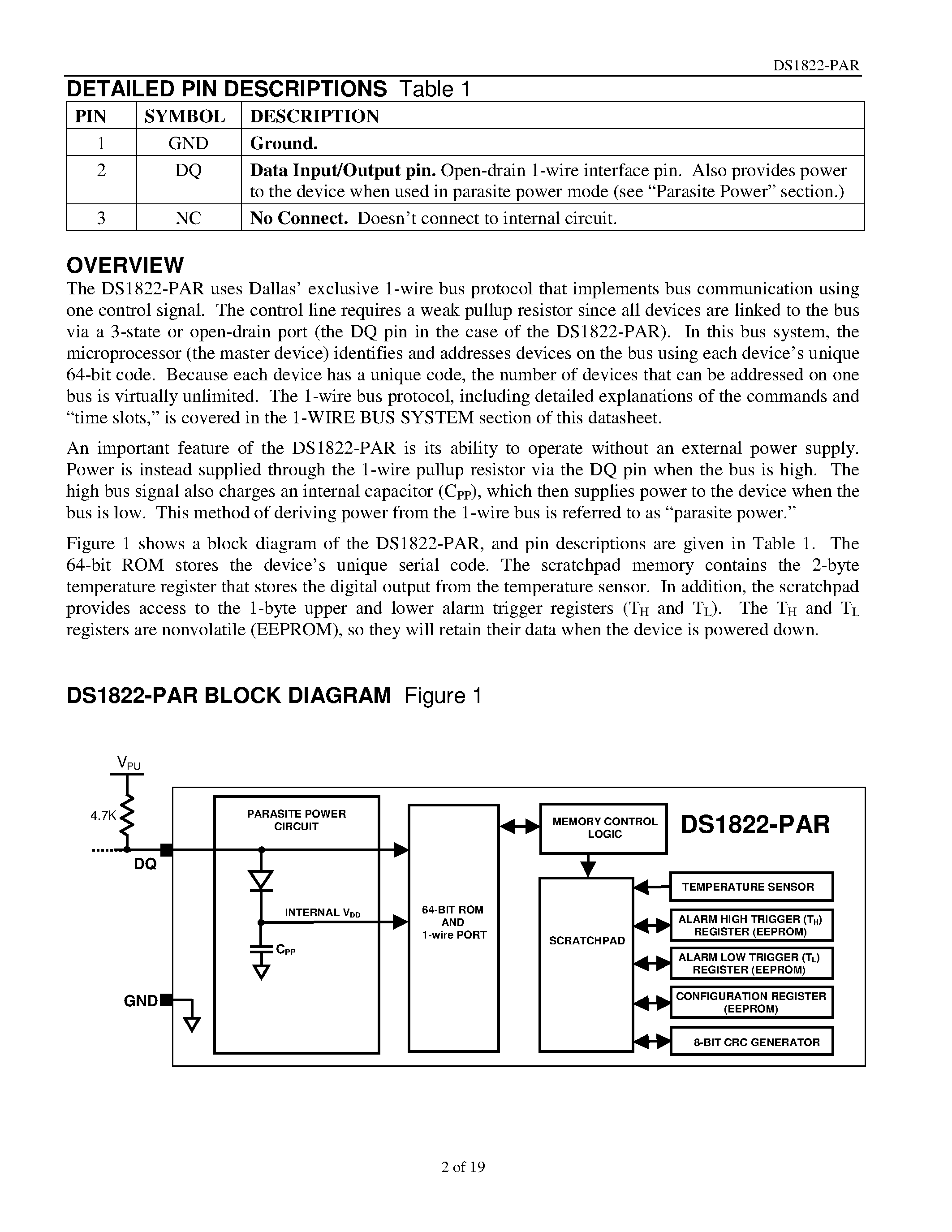 Datasheet DS1822-PAR - Econo 1-Wire Parasite-Power Digital Thermometer page 2