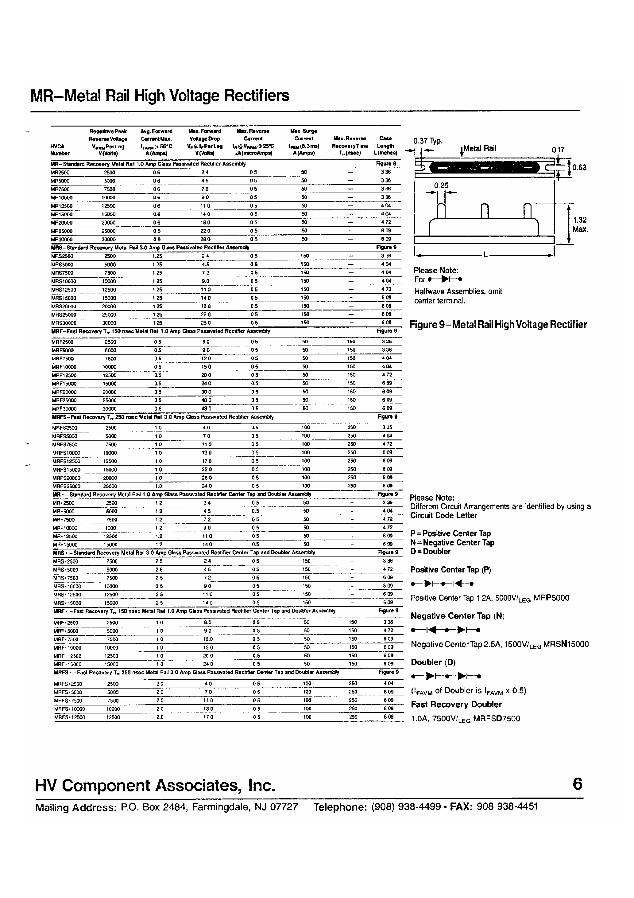 Datasheet MRS2500 page 1 Datasheet MRS2500 - Metal Rail High Voltage Rectifiers page 1