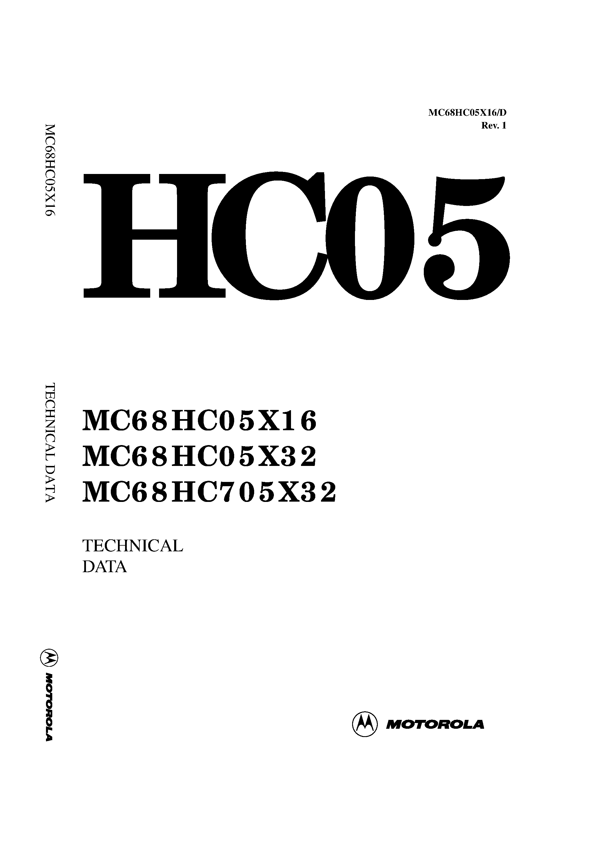 Даташит на микросхему MC68HC705X32 страница 1 Даташит MC68HC705X32 - HCMOS microcontroller unit страница 1
