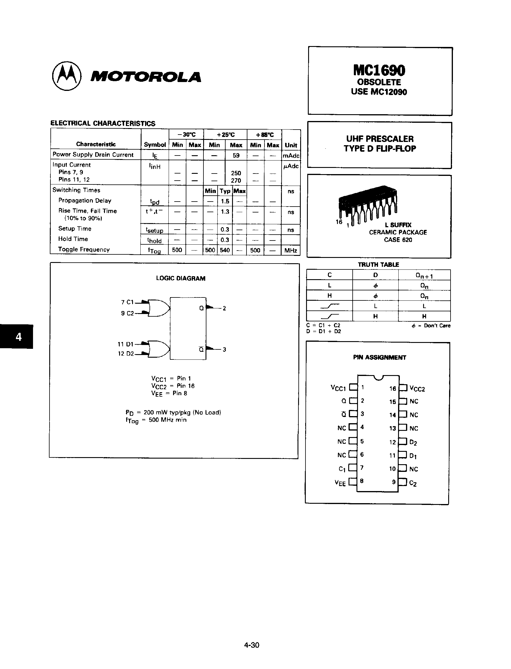 Datasheet 1690 - UHF Prescaler Type D F-F page 1