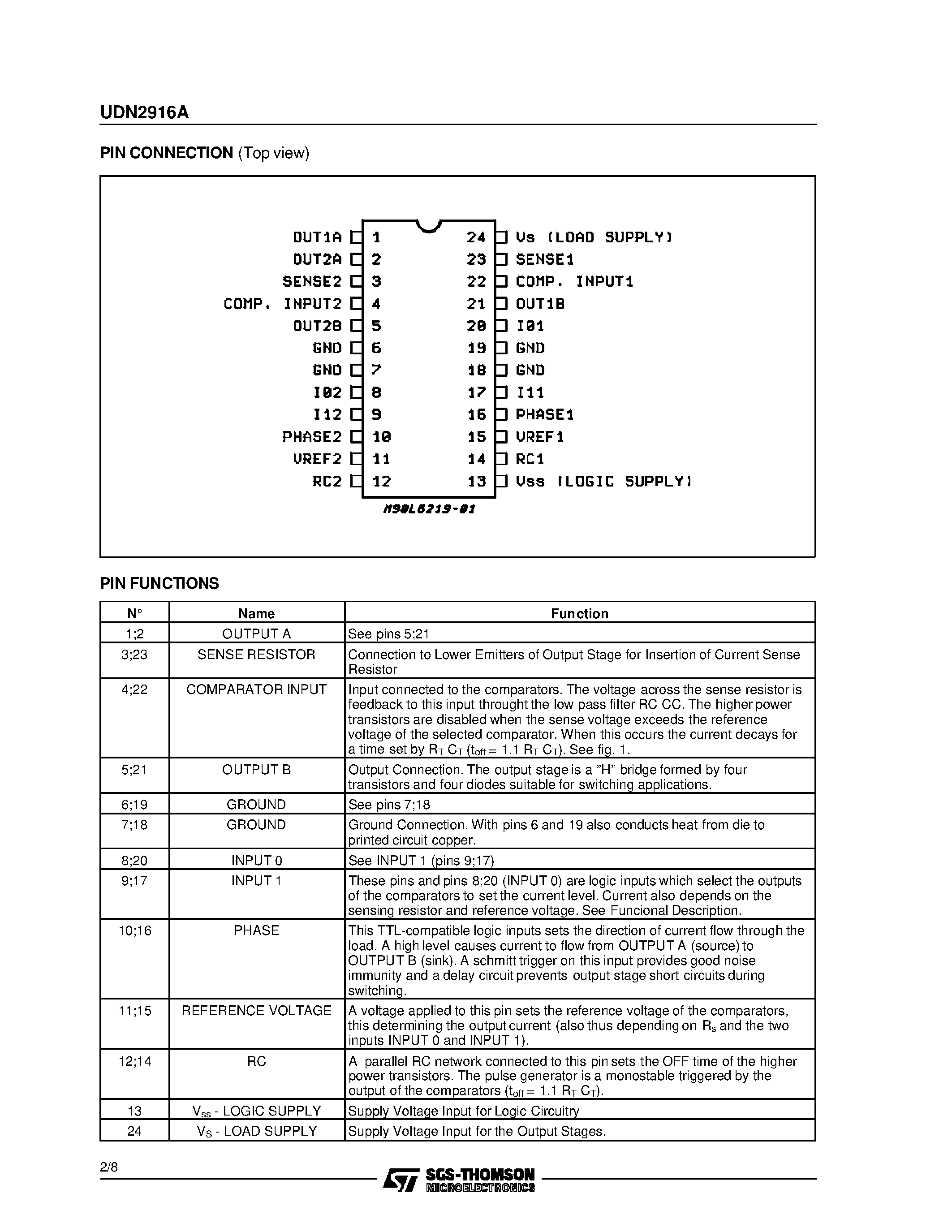 Даташит UDN2916A - STEPPER MOTOR DRIVER страница 2