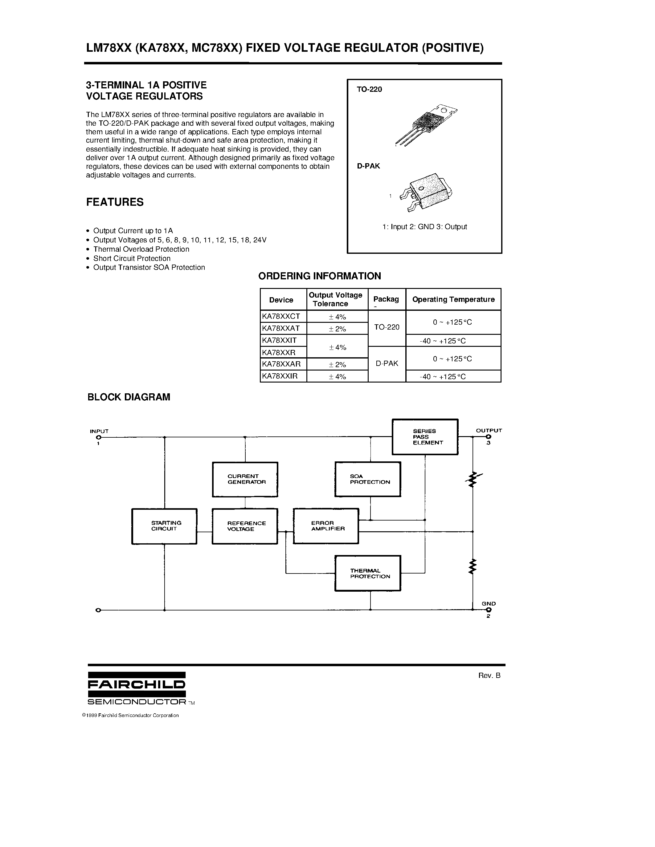 Даташит LM7812 - 3-TERMINAL 1A POSITIVE VOLTAGE REGULATORS страница 1