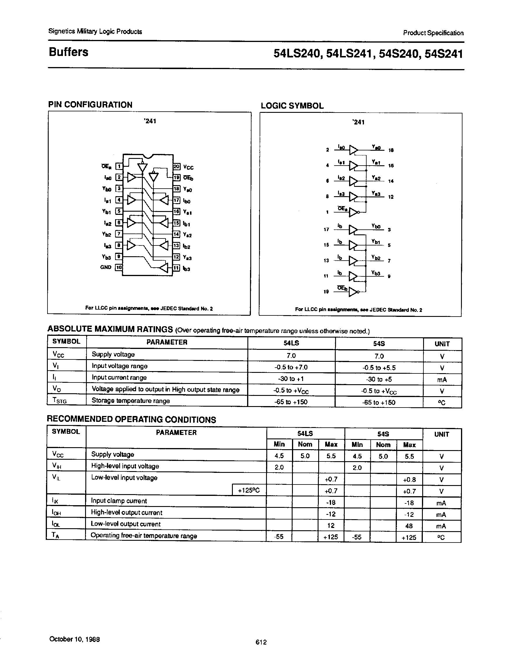 Datasheet 54LS241 page 2 Datasheet 54LS241 - (54LS240) Octal Buffer page 2