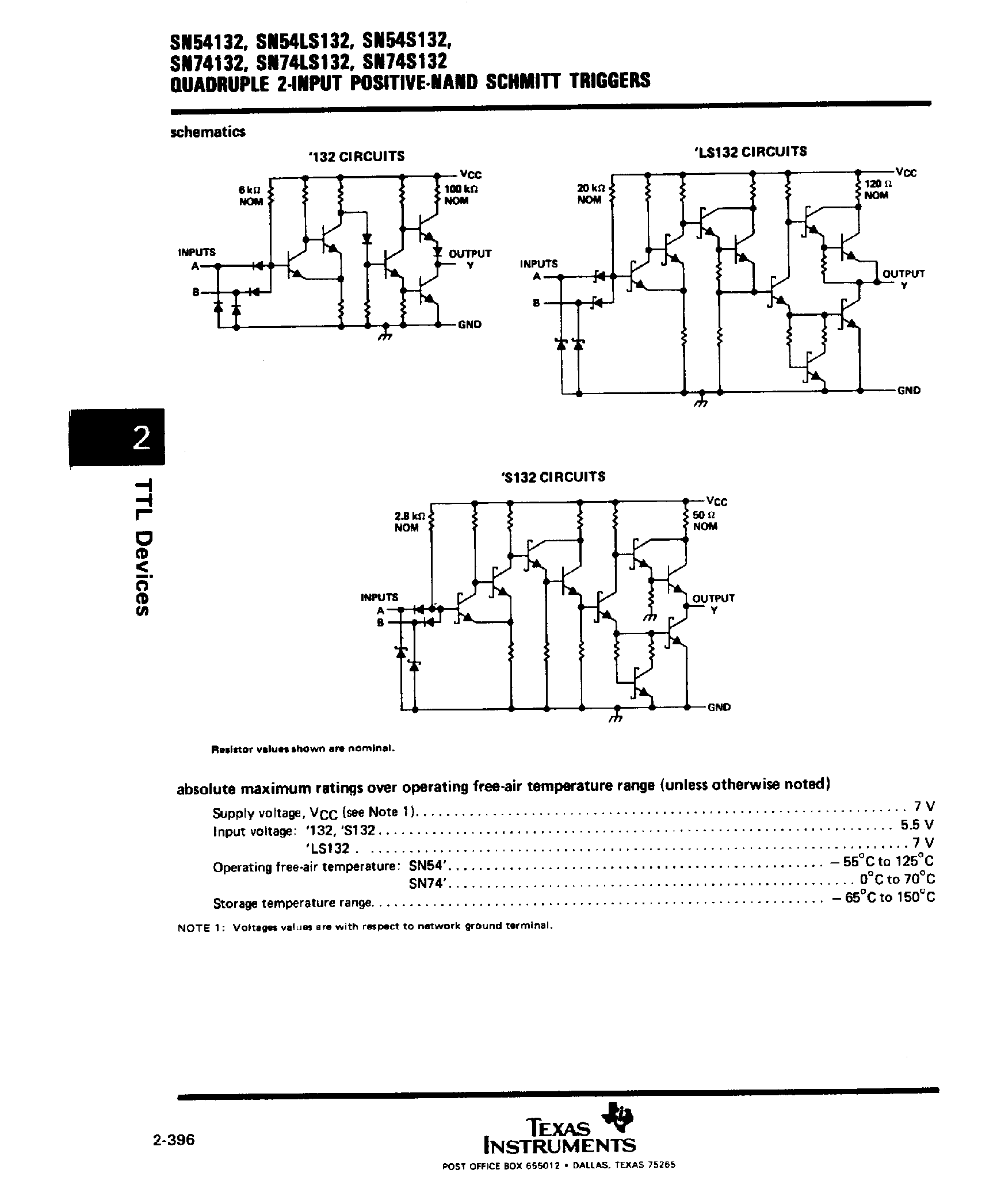Datasheet SNC54S132 - Quadruple 2 Input Positive NAND Schmitt Triggers page 2