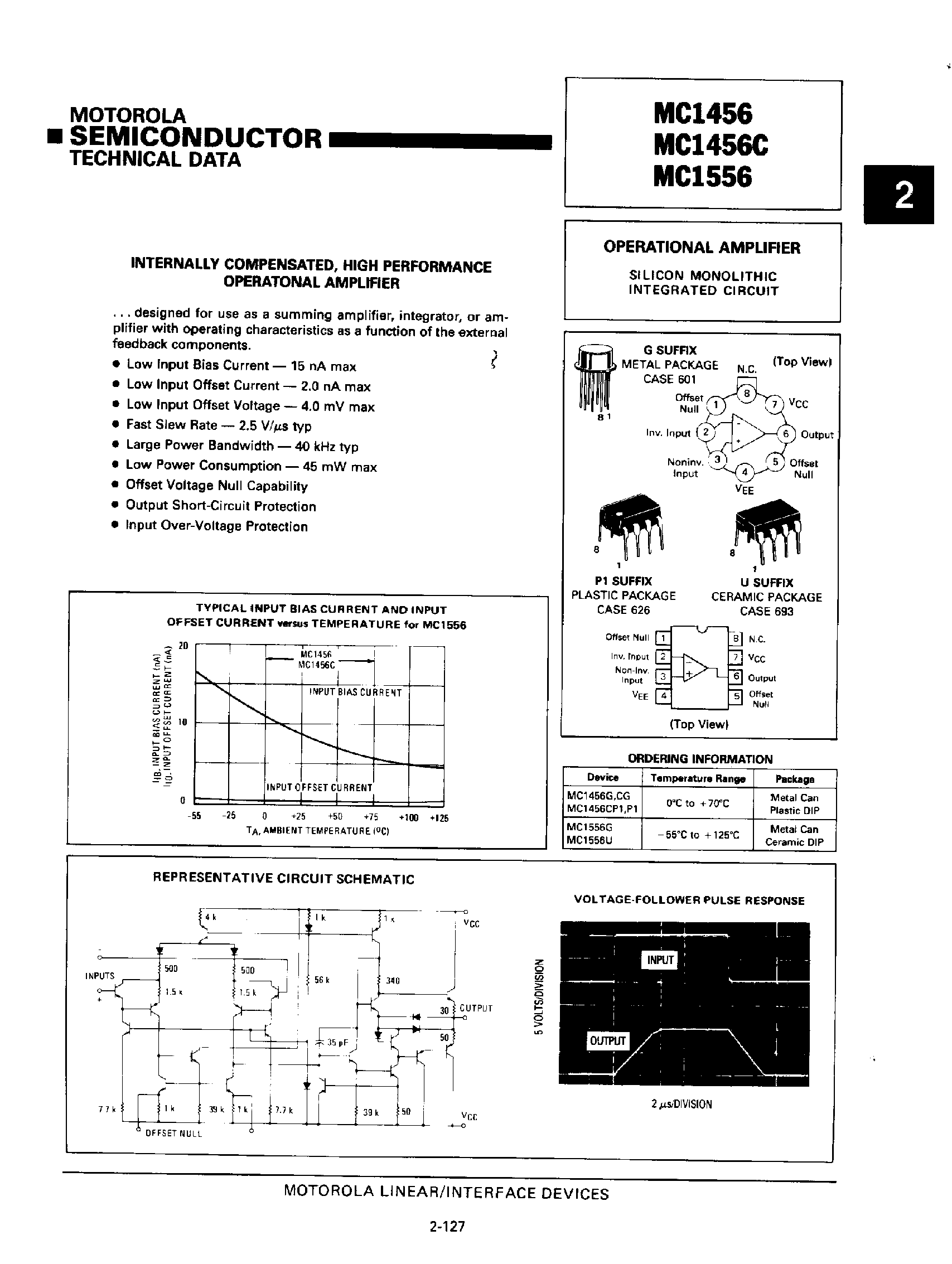 Даташит на микросхему MC1556 страница 1 Даташит MC1556 - High Performance Operational Amplifier страница 1