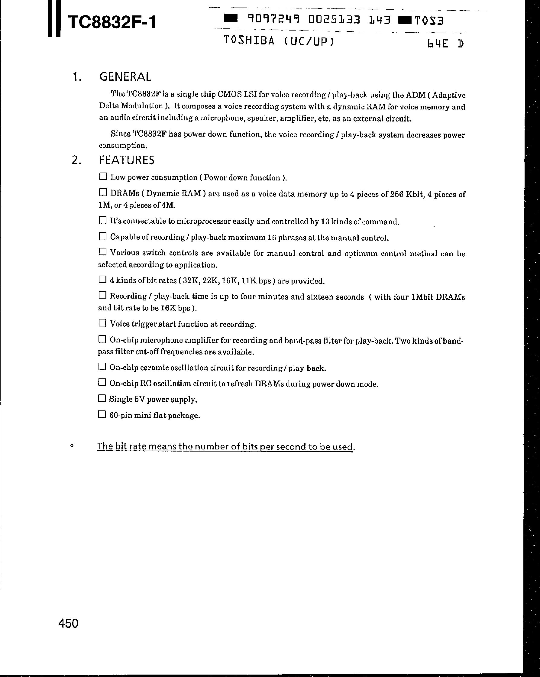 Даташит TC8832F - TC8832F-x страница 1