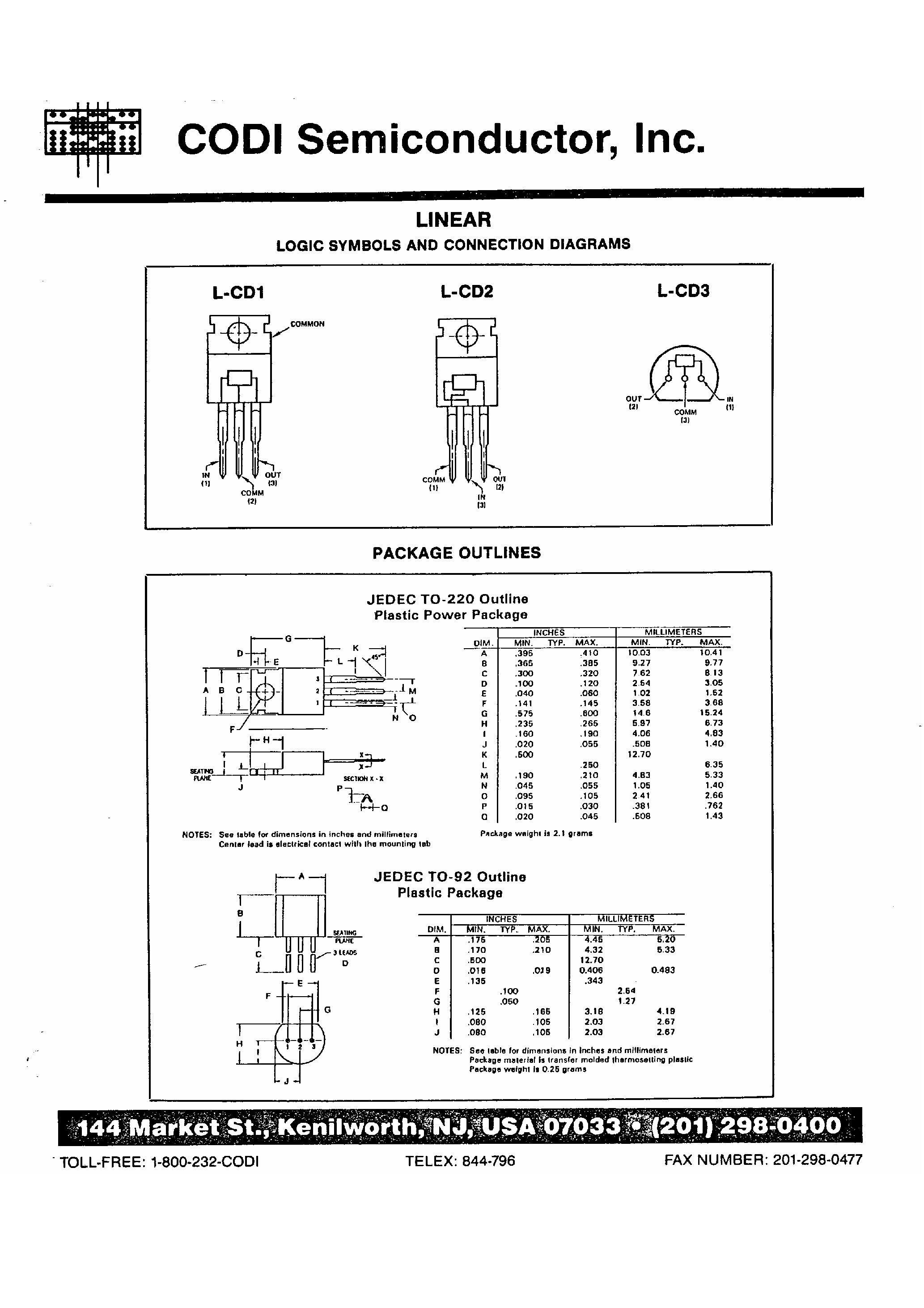 Datasheet 7905 - 3 terminal voltage regulators page 1