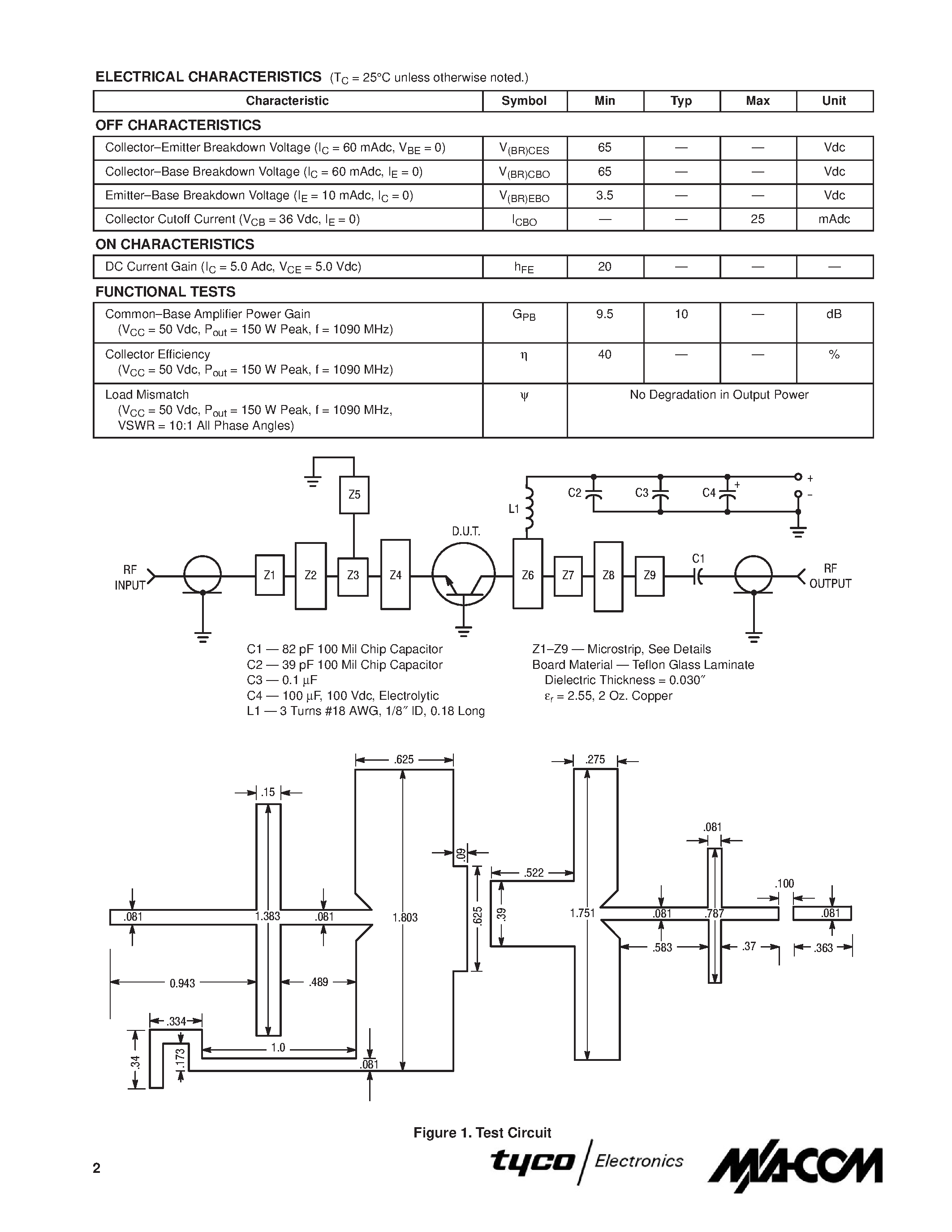 Datasheet MRF10150 page 2 Datasheet MRF10150 - MICROWAVE POWER TRANSISTORS page 2