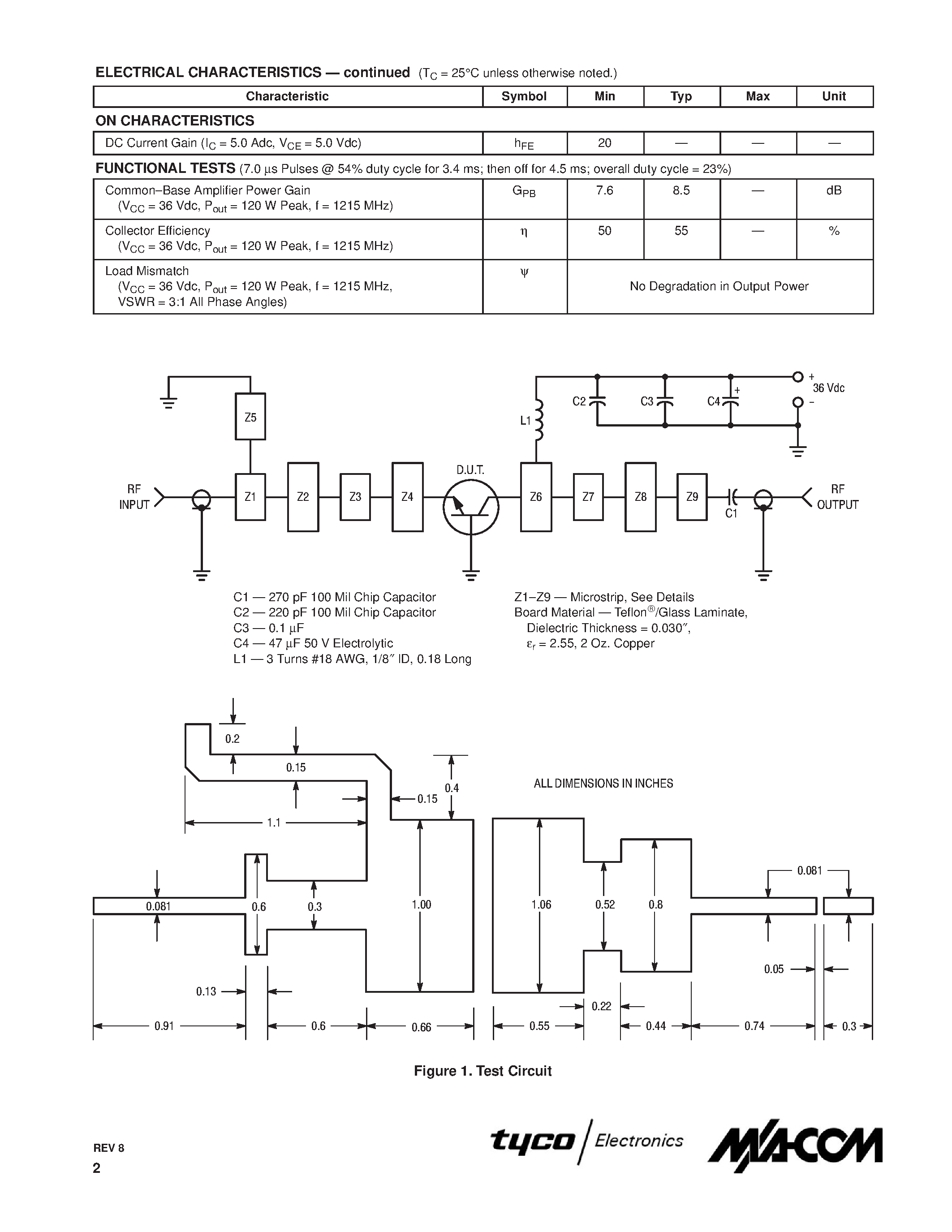 Datasheet MRF10120 page 2 Datasheet MRF10120 - MICROWAVE POWER TRANSISTORS page 2