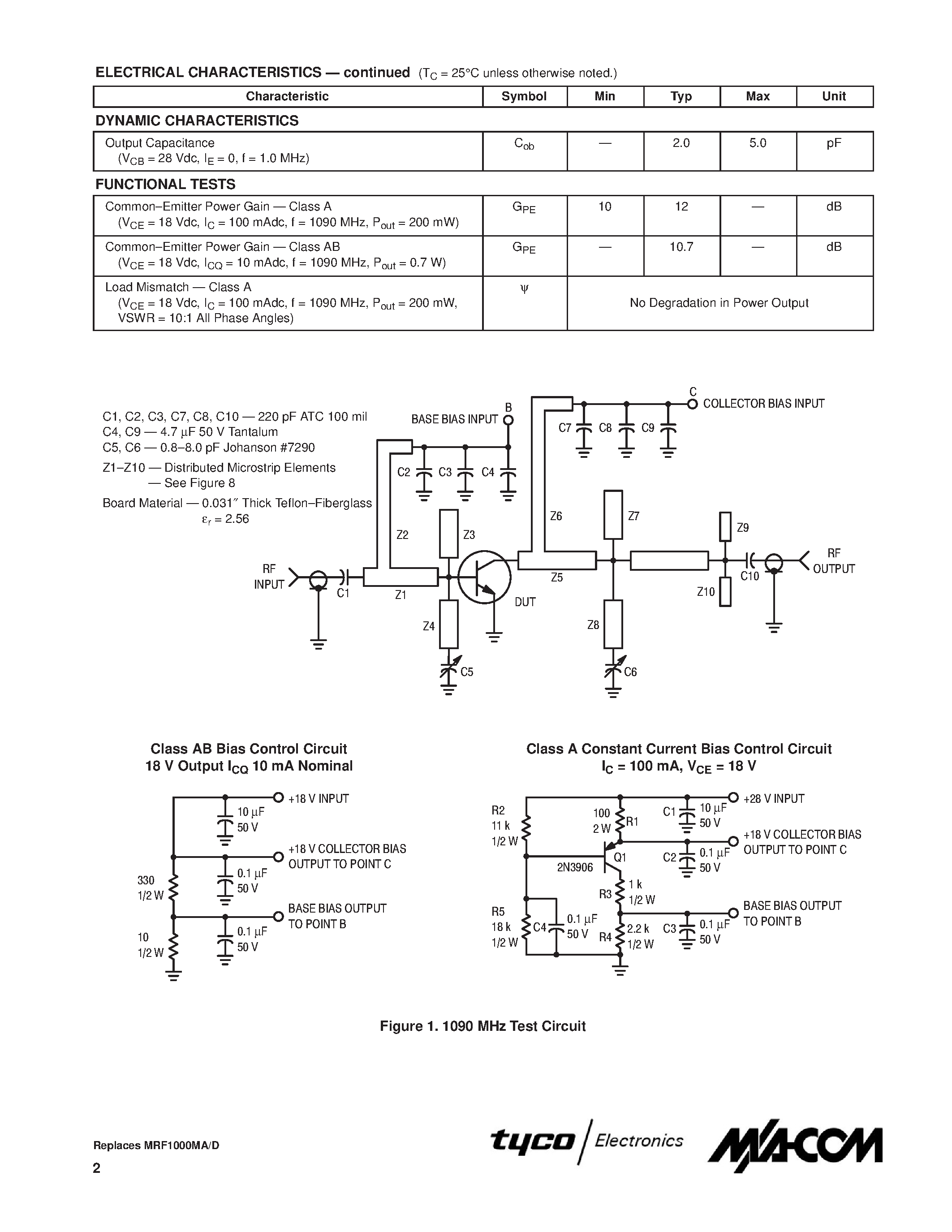 Datasheet MRF1000MB page 2 Datasheet MRF1000MB - MICROWAVE POWER TRANSISTORS NPN SILICON page 2