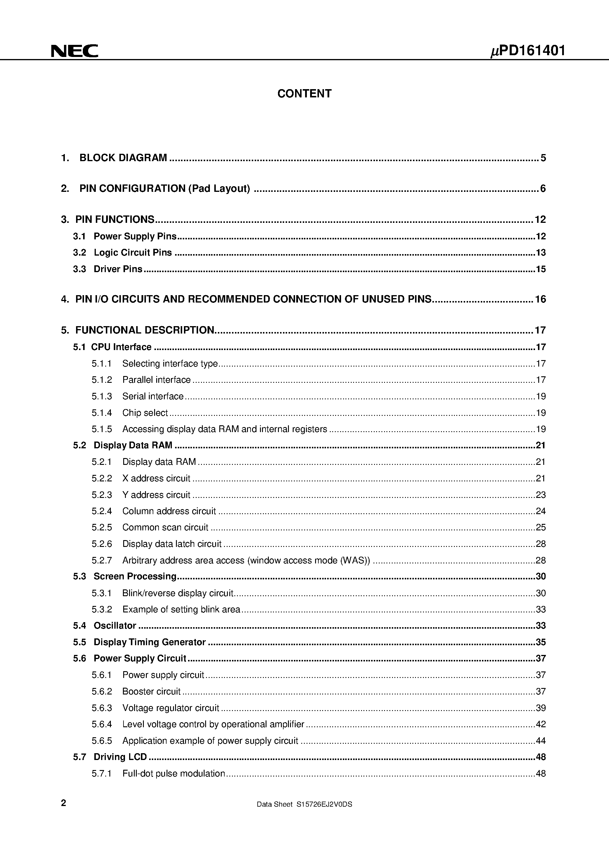 Даташит на микросхему UPD161401 страница 2 Даташит UPD161401 - 256-COLOR / 1/80-DUTY LCD CONTROLLER/DRIVER WITH ON-CHIP RAM страница 2