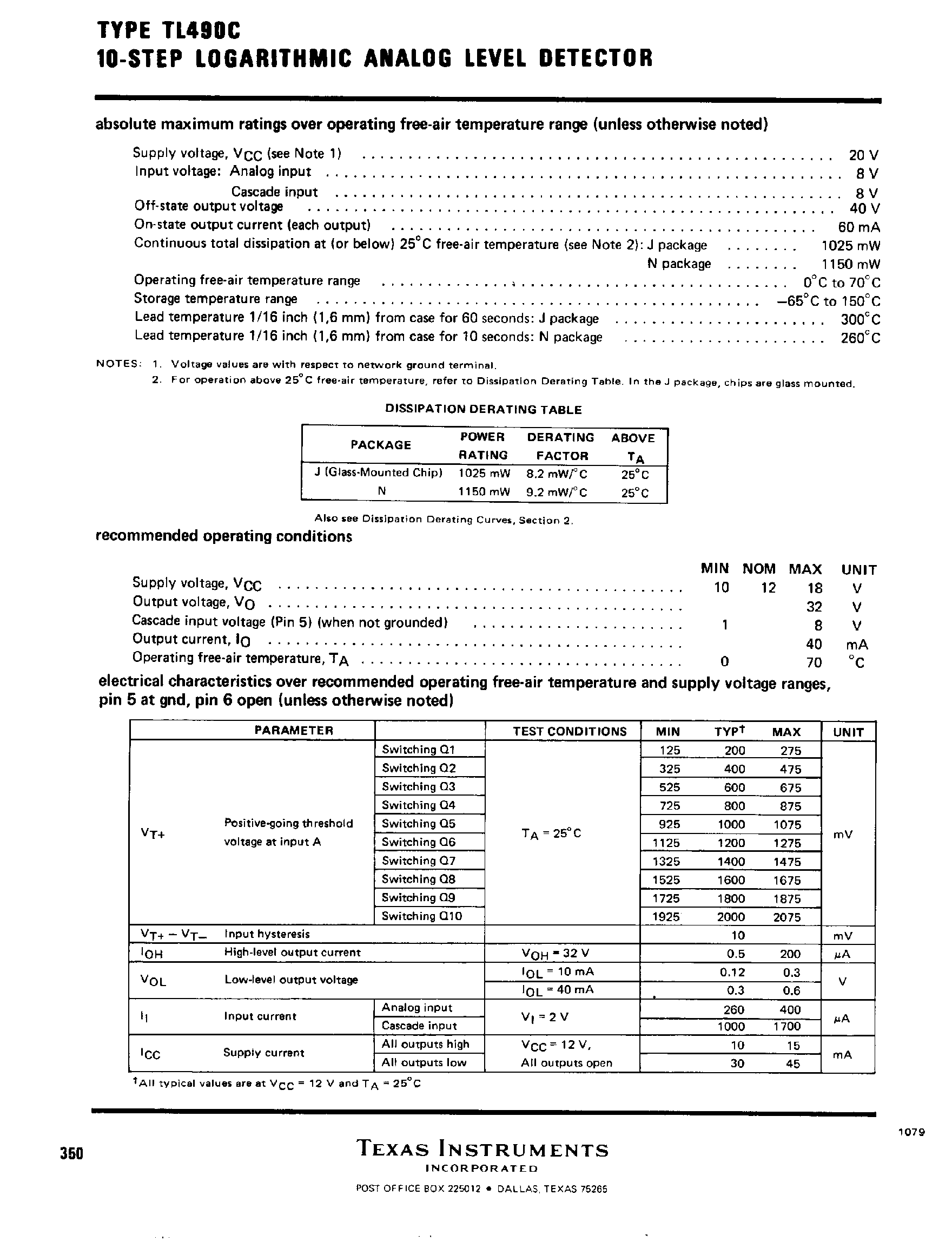 Даташит на микросхему TL490C страница 2 Даташит TL490C - 10 Step Adjustable Analog Level Detector страница 2