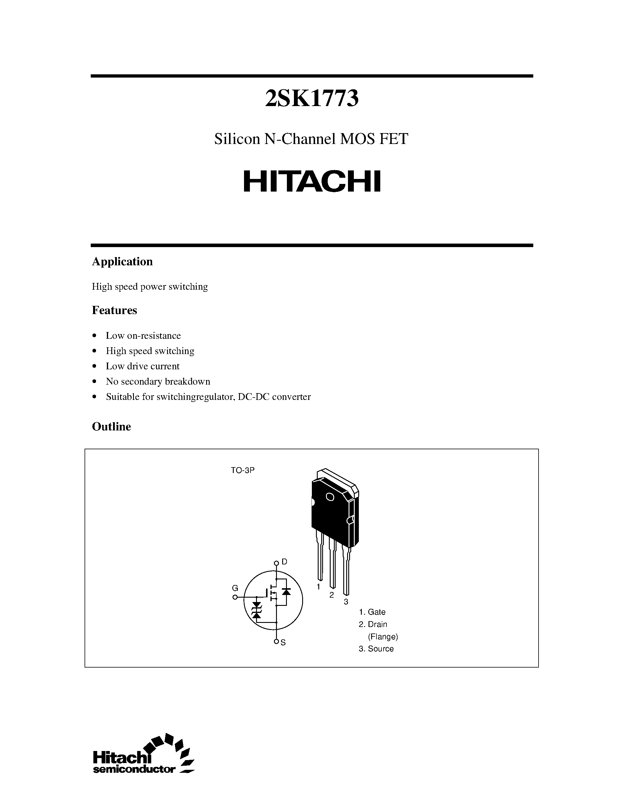 Datasheet K1773 - Silicon N-Channel MOS FET page 1