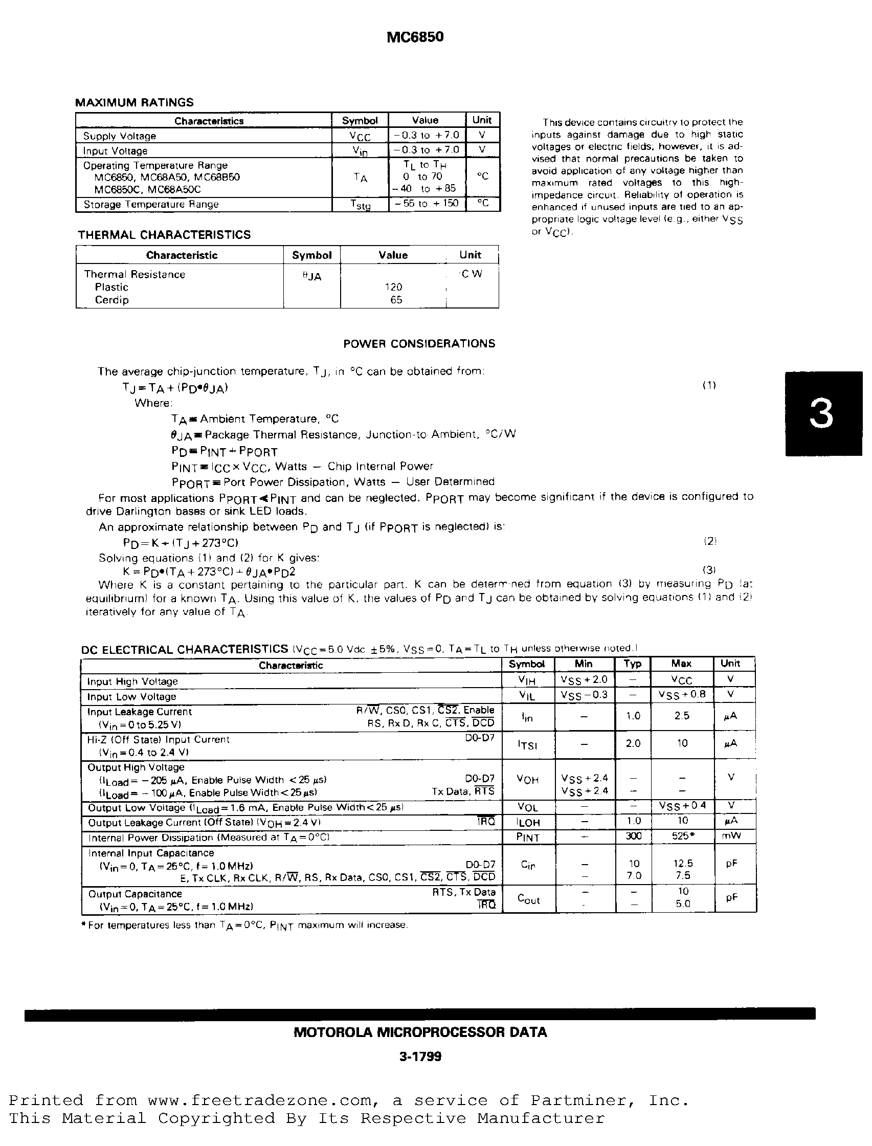 Datasheet MC68B50 page 2 Datasheet MC68B50 - Asynchronous Communications Interface Adapter page 2
