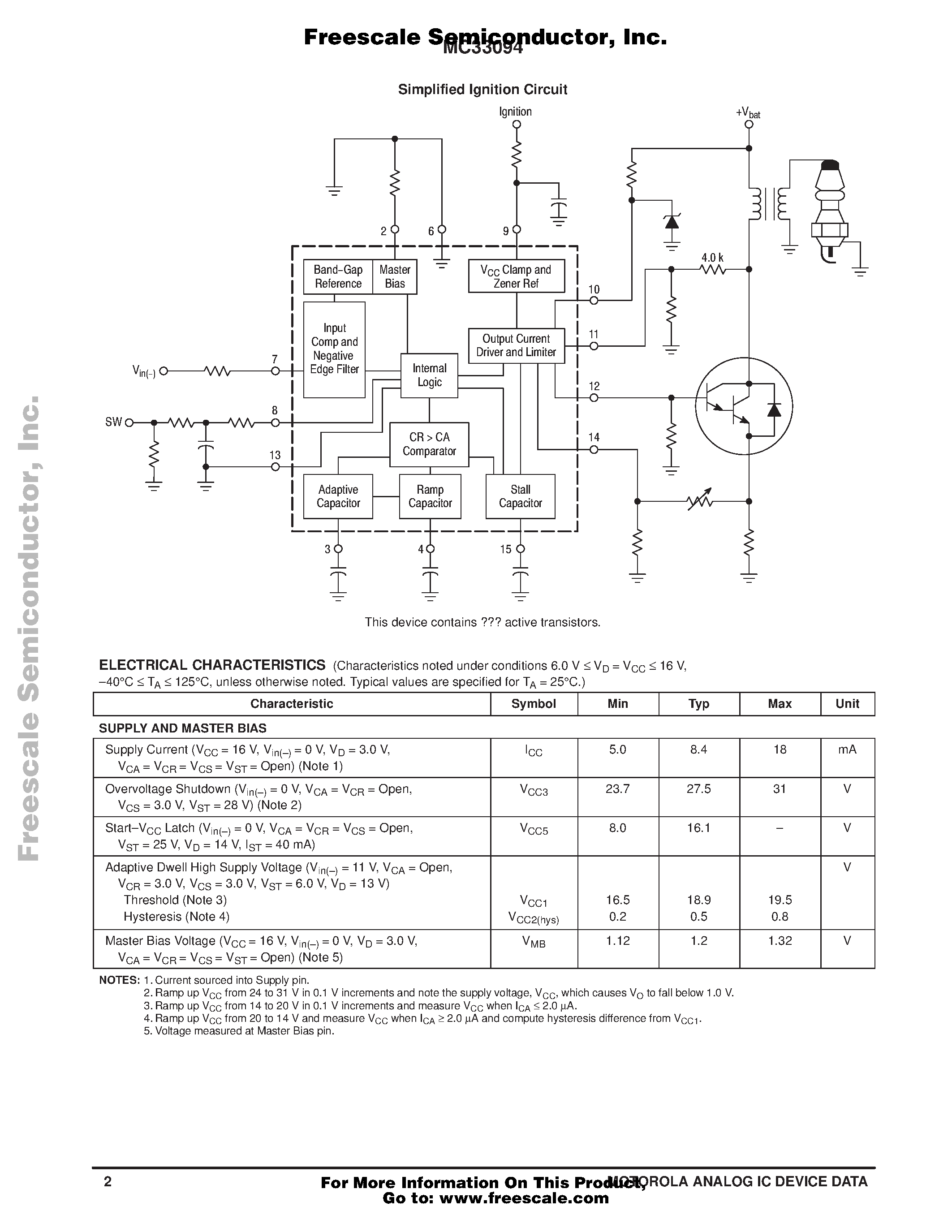 Даташит на микросхему MC33094 страница 2 Даташит MC33094 - IGNITION CONTROL страница 2