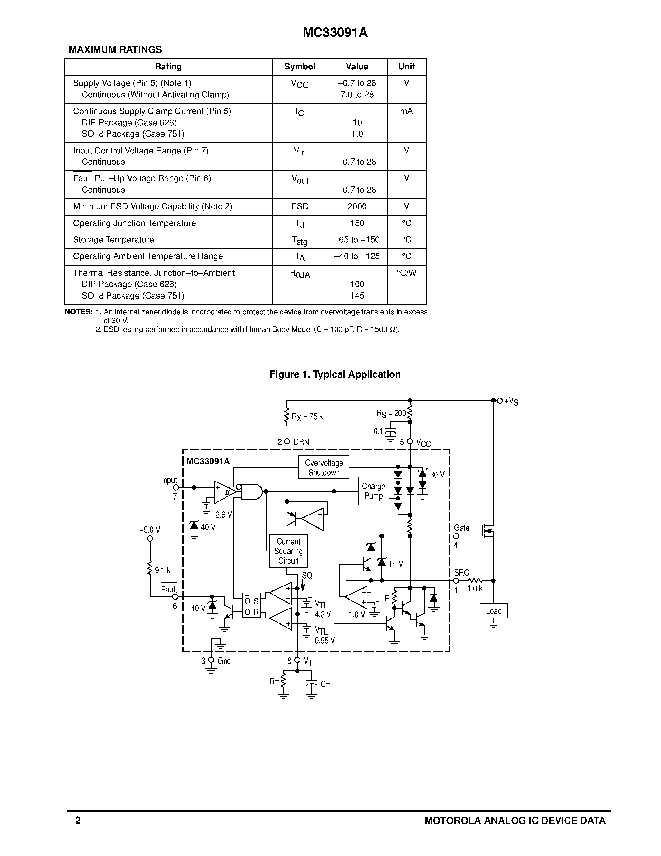 Даташит на микросхему MC33091A страница 2 Даташит MC33091A - HIGH-SIDE TMOS DRIVER страница 2