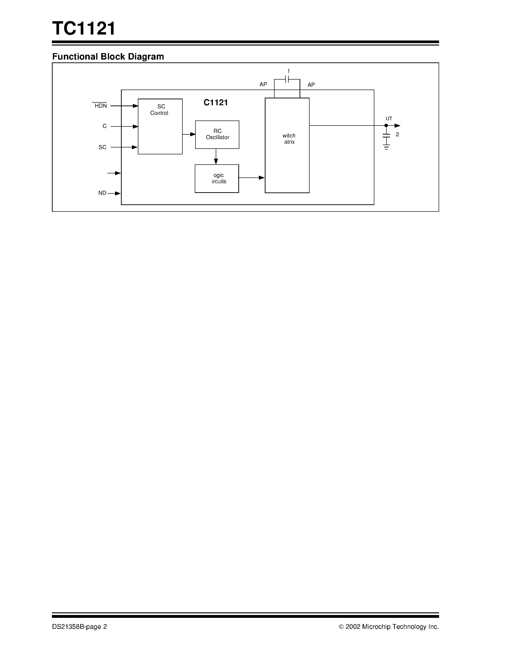 Datasheet TC1121 page 2 Datasheet TC1121 - 100mA Charge Pump Voltage Converter with Shutdown page 2