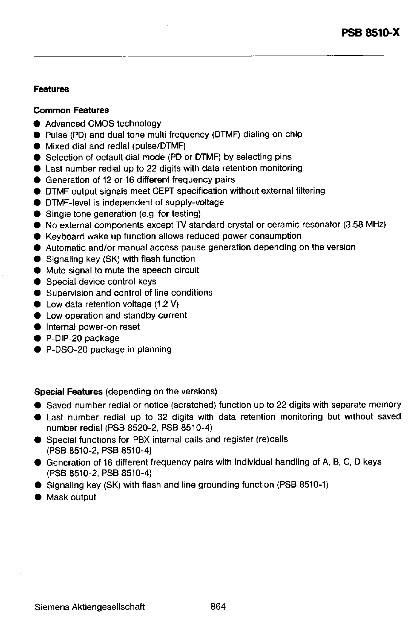 Datasheet PSB8510-x page 2 Datasheet PSB8510-x - Programmable Dialing Circuit page 2