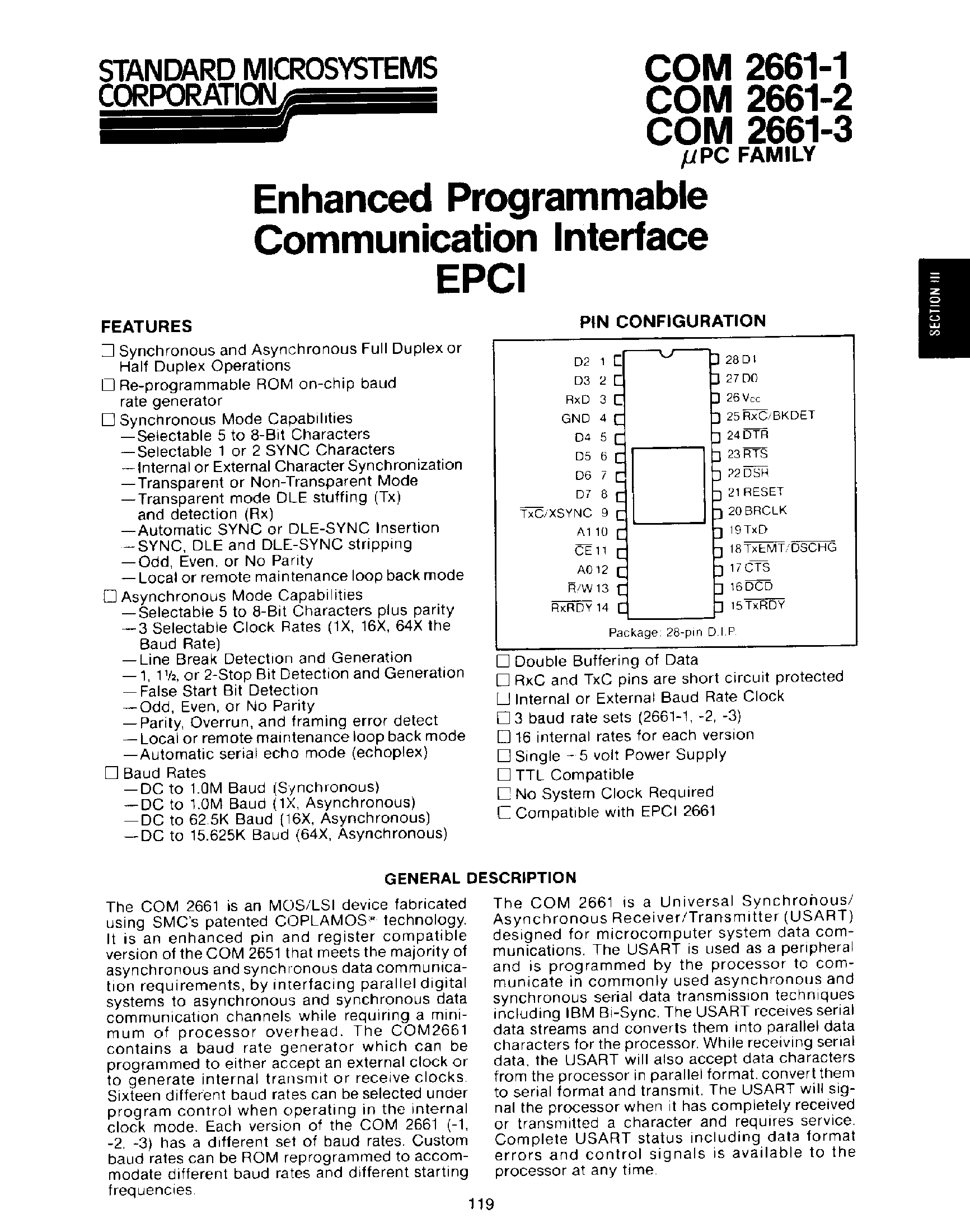 Даташит COM2661-x - Enhanced Programmable Communication Interface EPCI страница 1