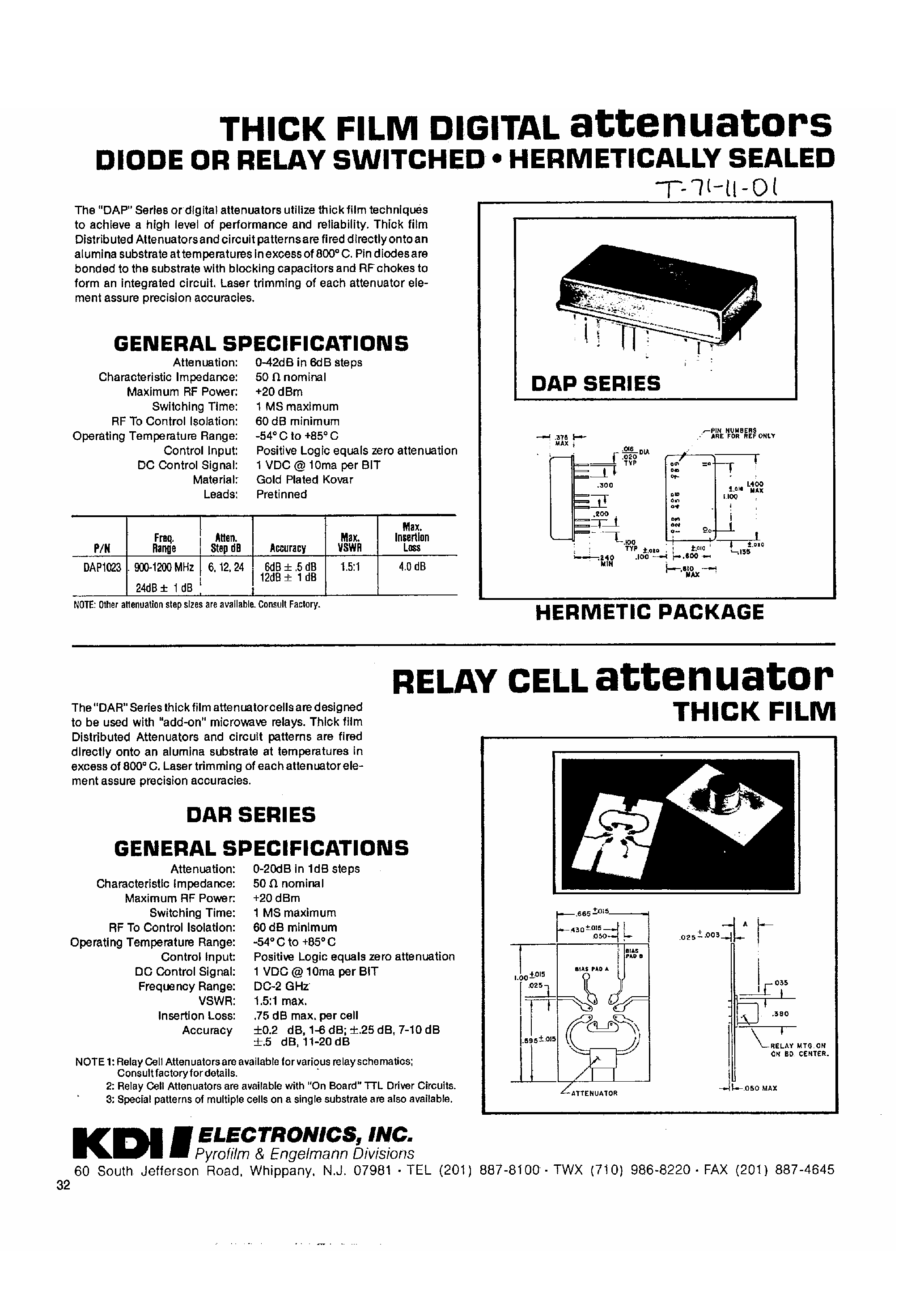 Даташит на микросхему DAP1023 страница 1 Даташит DAP1023 - Thick Film Digital Attenuators / Diode or Relay Switched страница 1