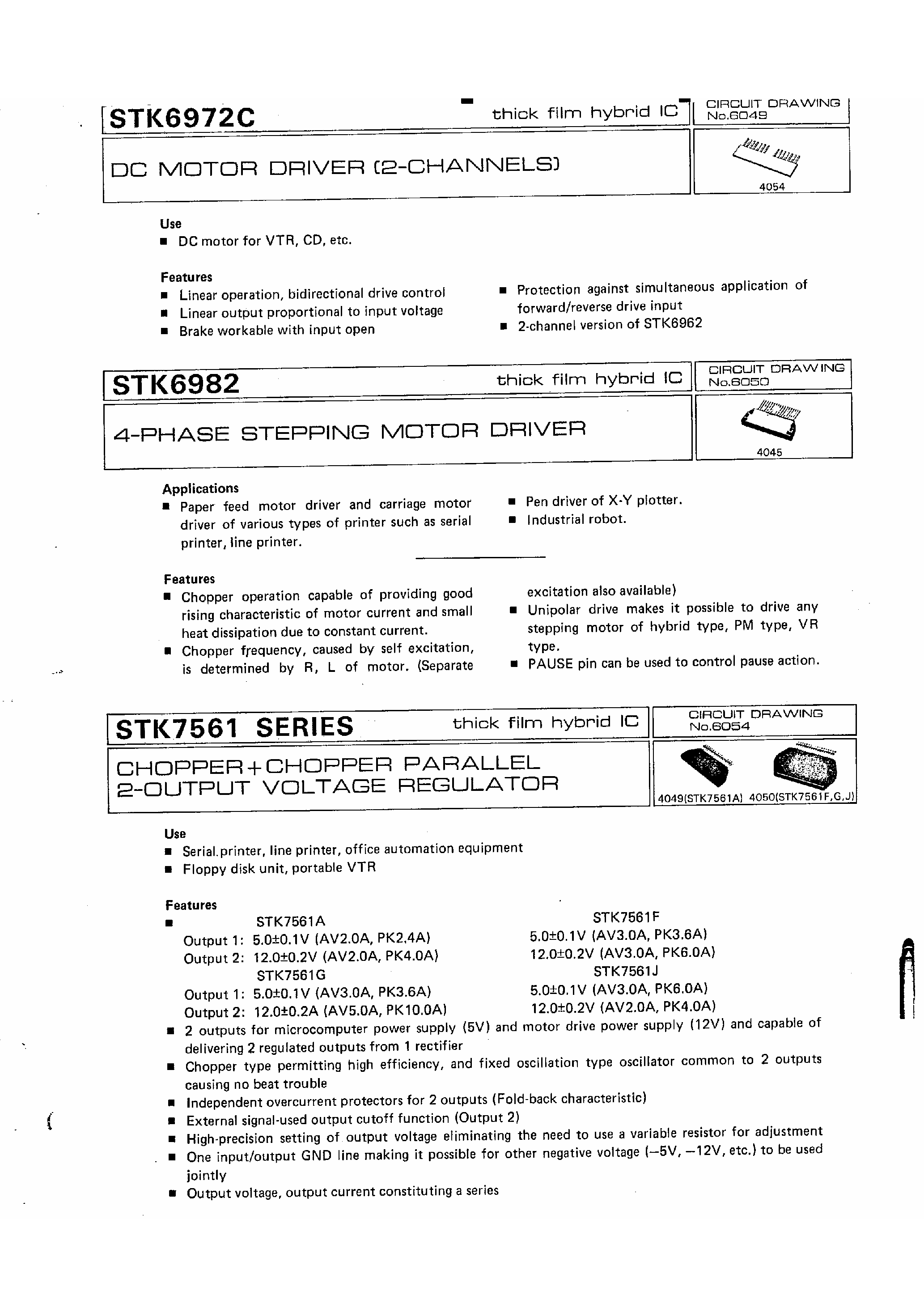 Datasheet STK6982 page 1 Datasheet STK6982 - 4 Phase Stepping Motor Driver page 1