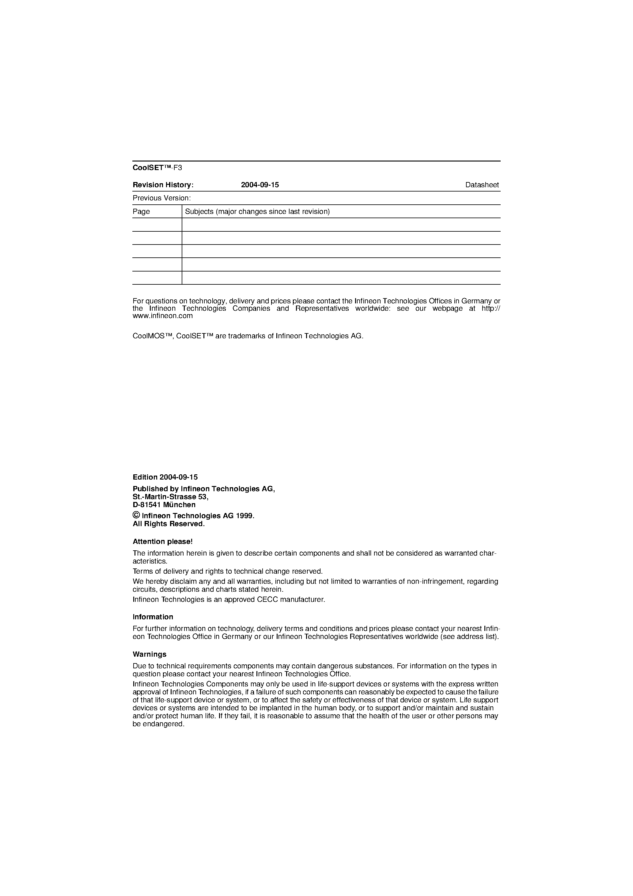 Datasheet ICE3A2565 - Off-Line SMPS Current Mode Controller with integrated 650V Startup Cell/CoolMOS page 2