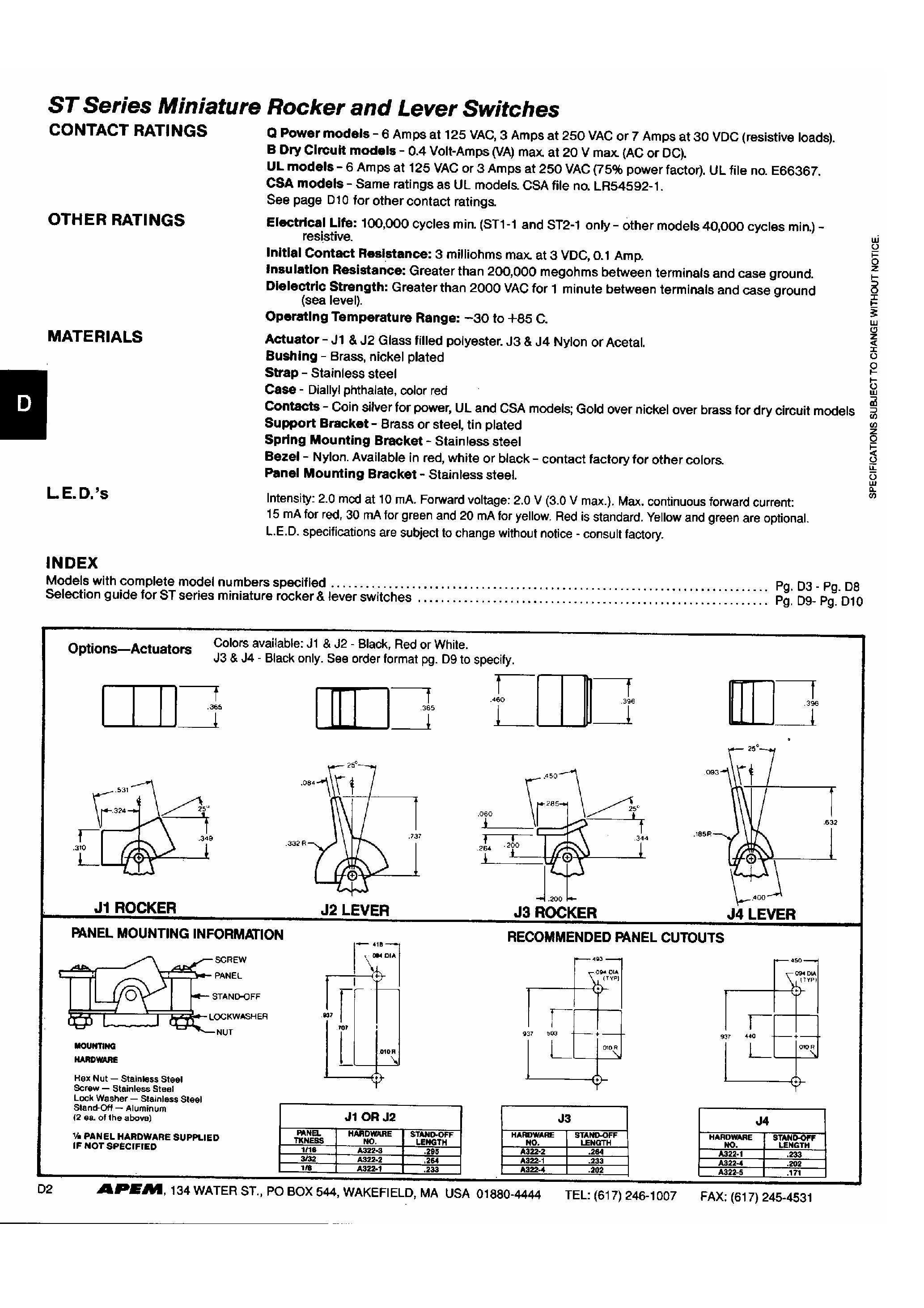 Даташит на микросхему UL22Lxxx страница 1 Даташит UL22Lxxx - Miniature Rocker and Lever Switches страница 1