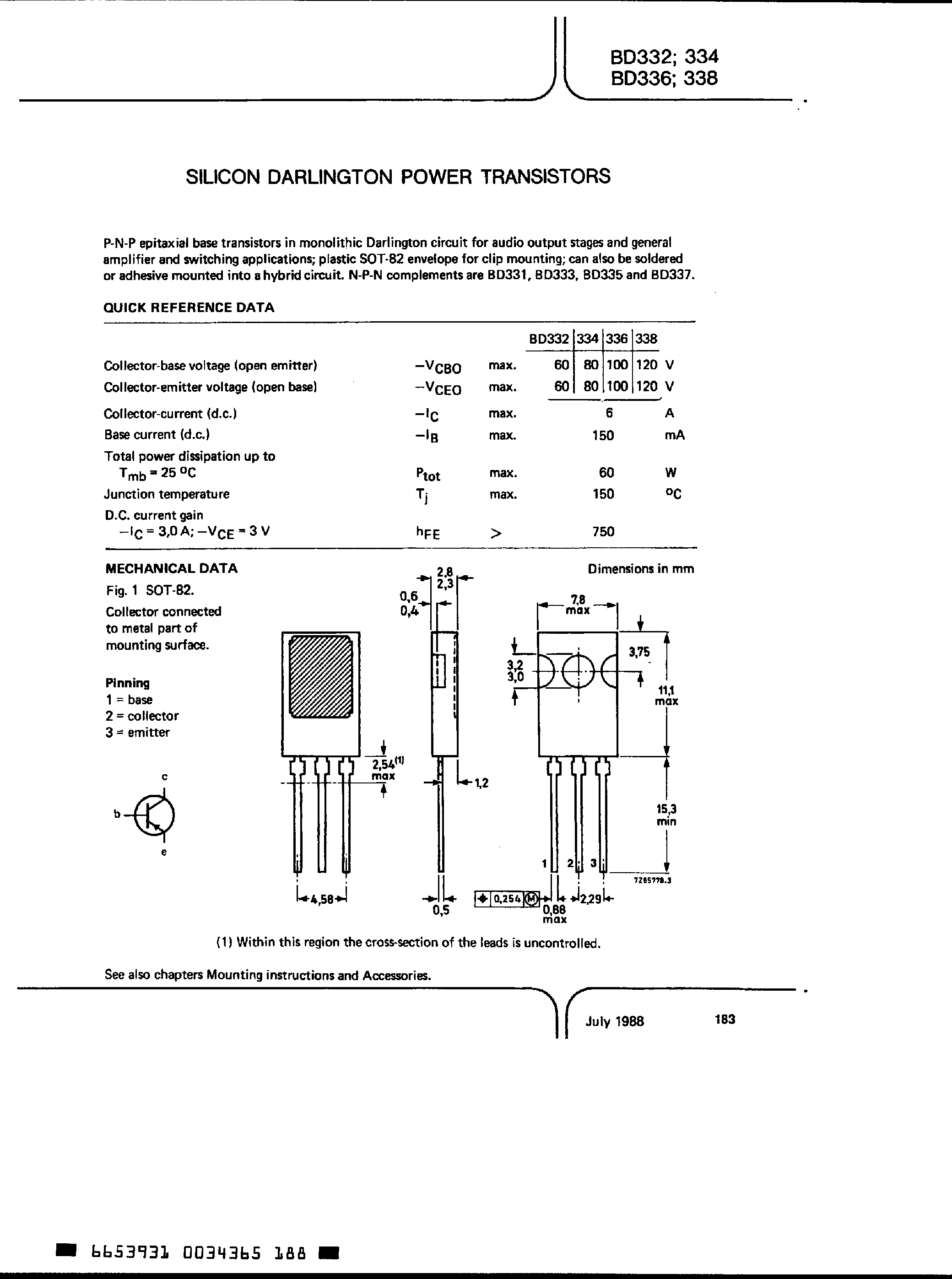 Даташит на микросхему BD338 страница 1 Даташит BD338 - Silicon Darlington Power Transistors страница 1