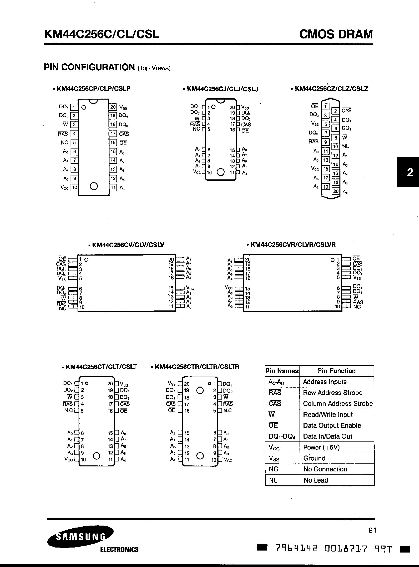 Даташит на микросхему KM44C256C страница 2 Даташит KM44C256C - 256k x 4Bit CMOS DRAM with Fast Page Mode страница 2