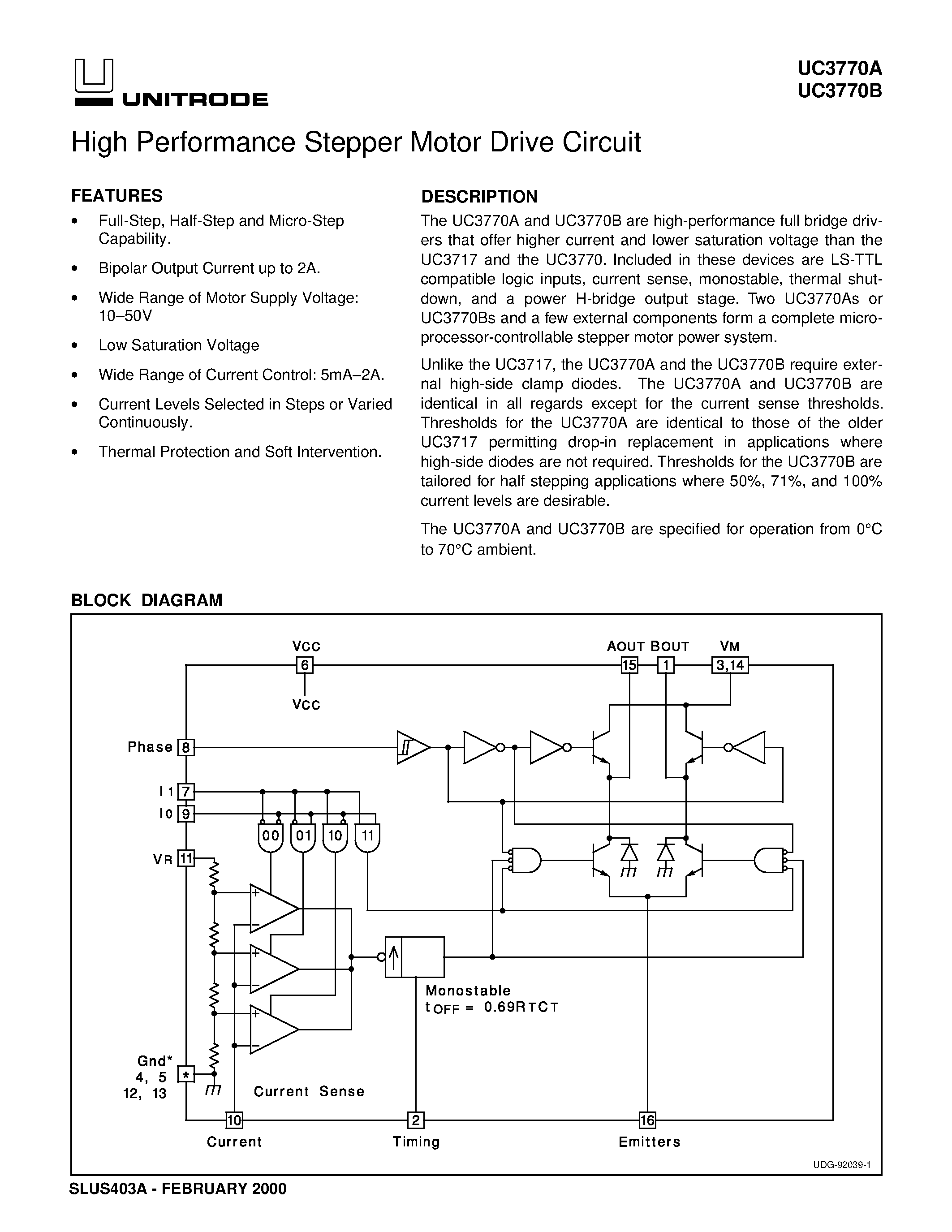 Даташит на микросхему UC3770 страница 1 Даташит UC3770 - High Performance Stepper Motor Drive Circuit страница 1