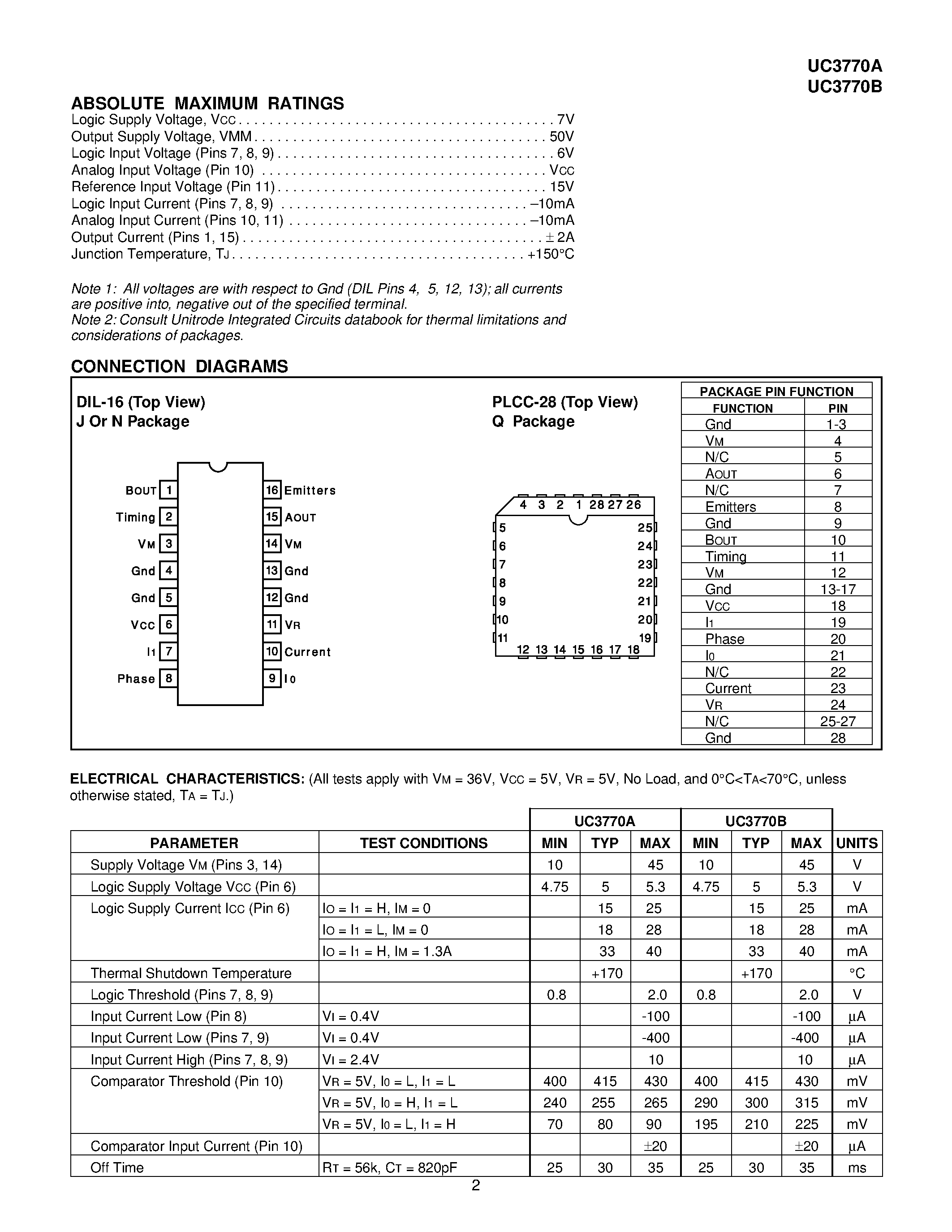 Даташит на микросхему UC3770 страница 2 Даташит UC3770 - High Performance Stepper Motor Drive Circuit страница 2