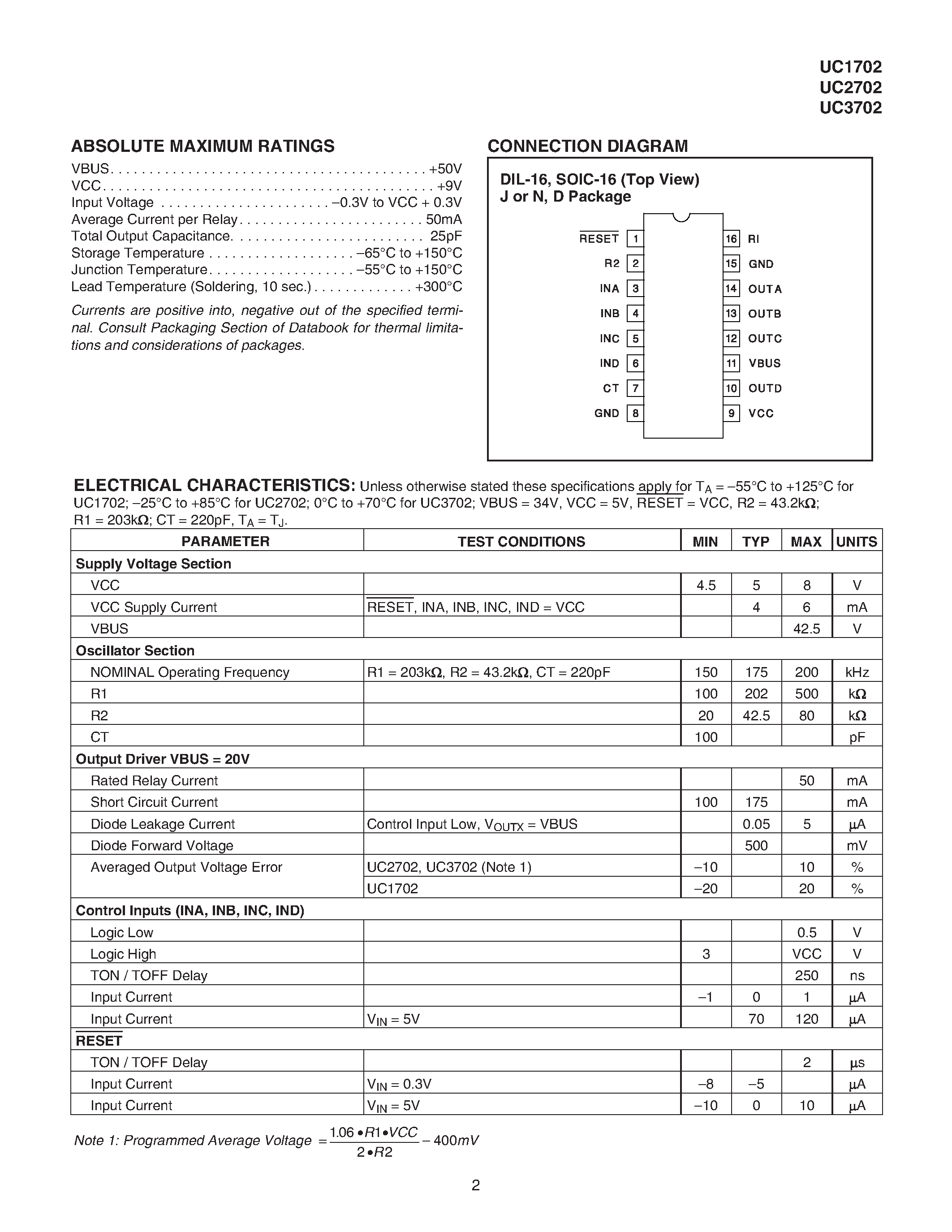 Datasheet UC3702 - Quad PWM Relay Driver page 2