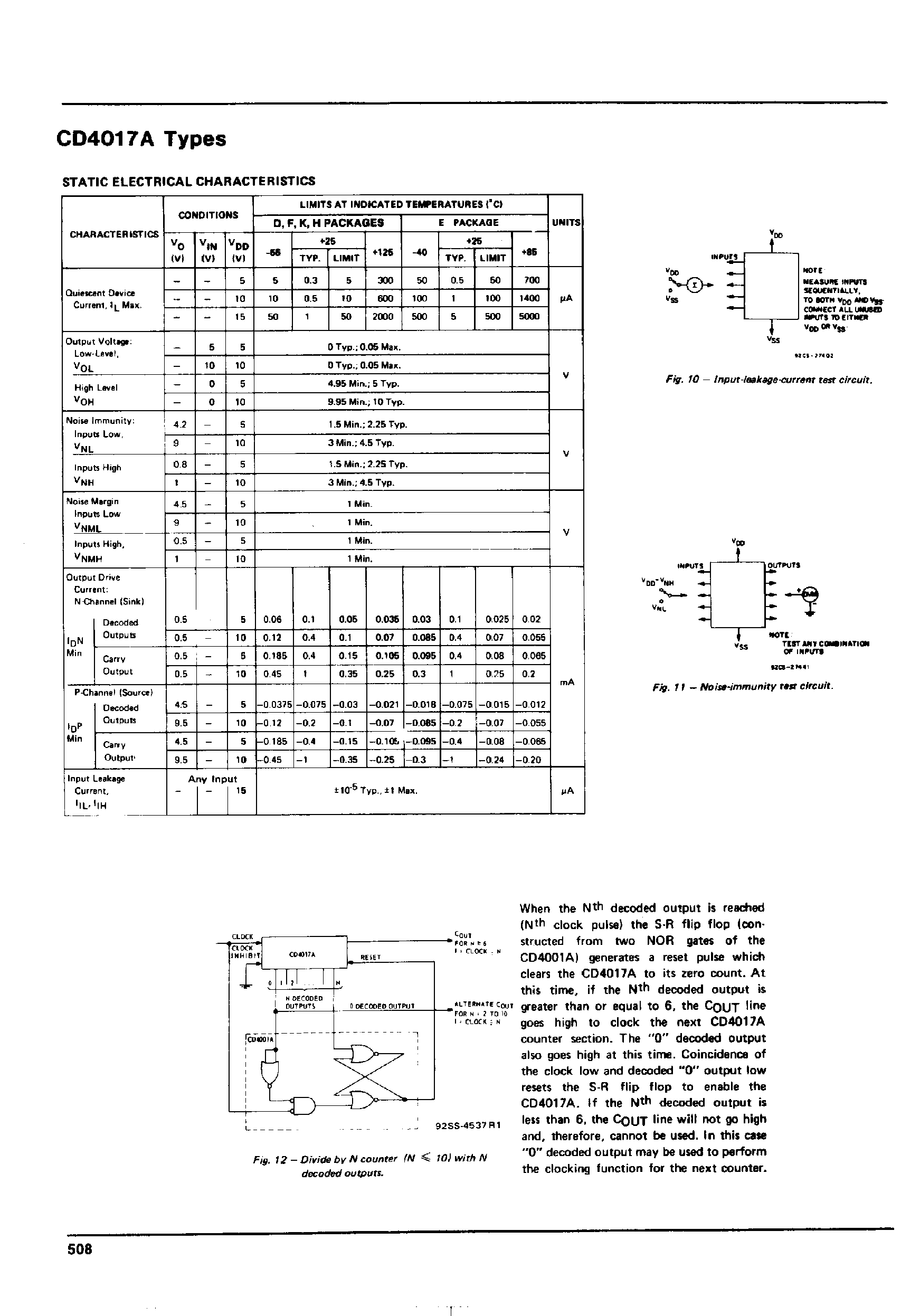 Datasheet CD4017A page 2 Datasheet CD4017A - CMOS Decade Counter / Divider page 2